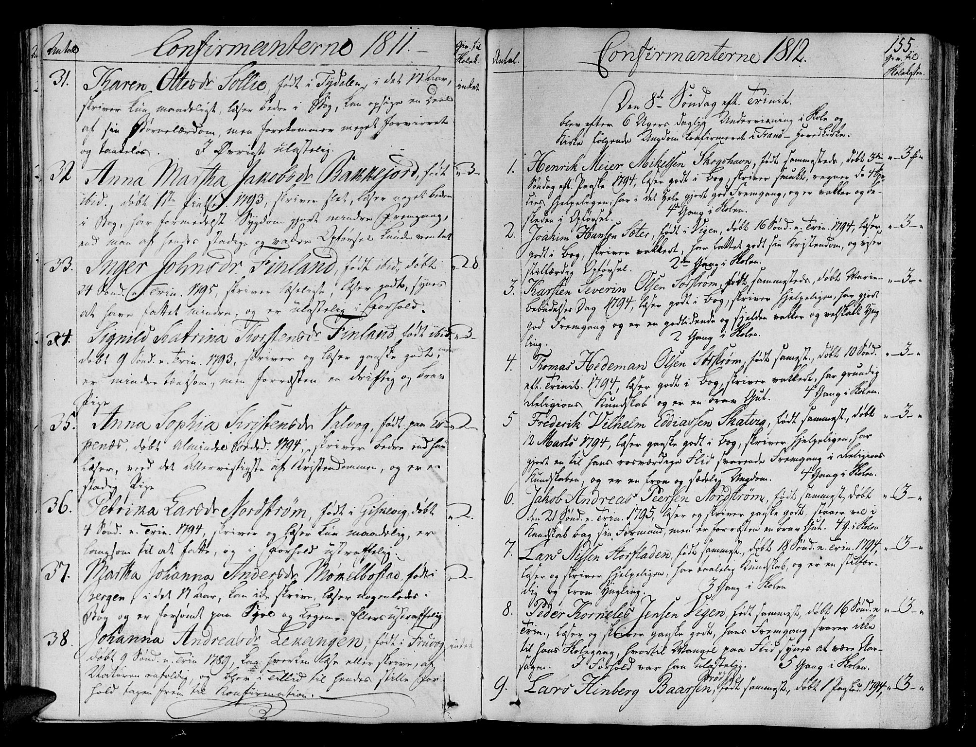 Tranøy sokneprestkontor, SATØ/S-1313/I/Ia/Iaa/L0003kirke: Parish register (official) no. 3, 1807-1820, p. 155