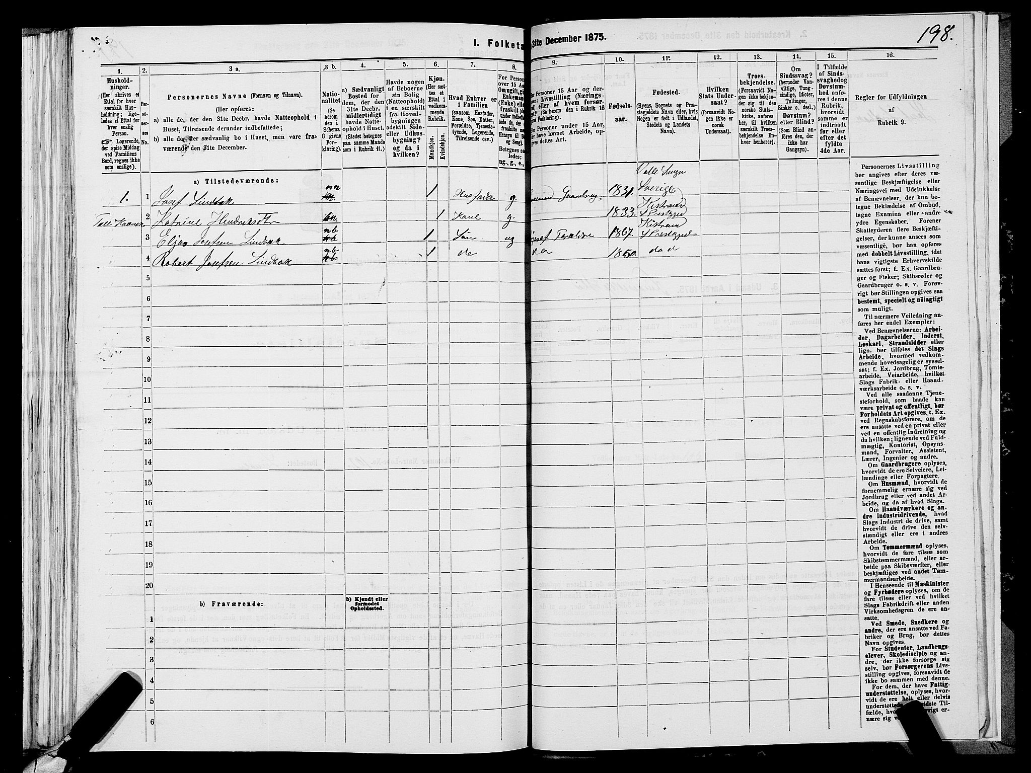 SATØ, 1875 census for 2020P Kistrand, 1875, p. 1198