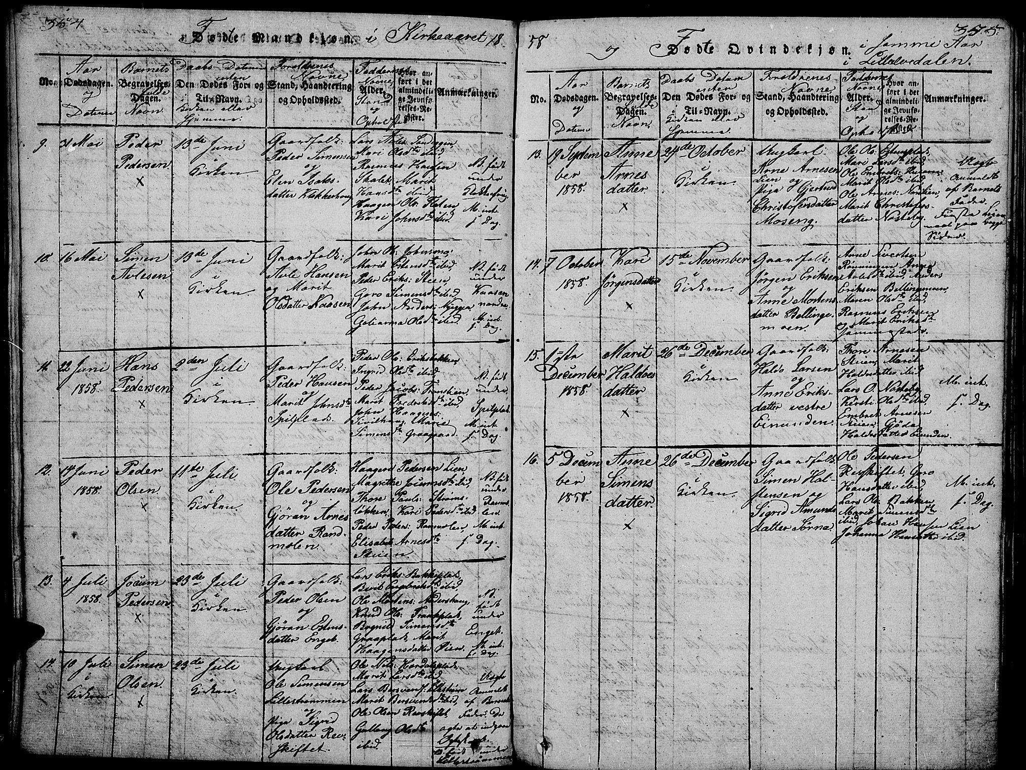 Tynset prestekontor, AV/SAH-PREST-058/H/Ha/Hab/L0002: Parish register (copy) no. 2, 1814-1862, p. 354-355