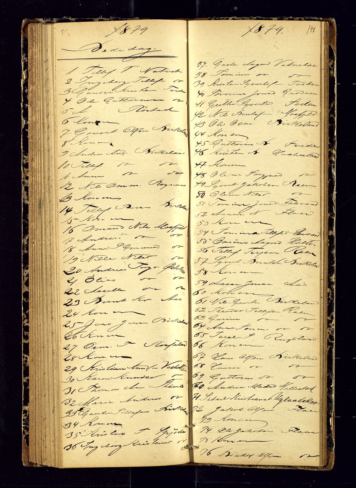 Birkenes sokneprestkontor, SAK/1111-0004/F/Fc/L0006: Communicants register no. C-6, 1872-1880, p. 151