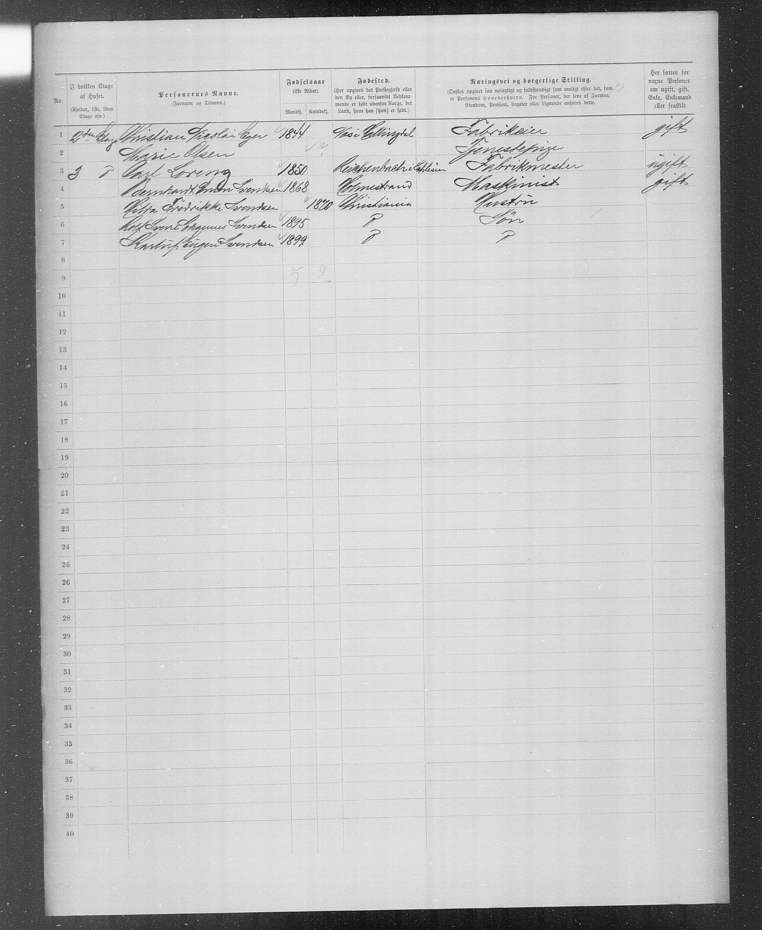 OBA, Municipal Census 1899 for Kristiania, 1899, p. 3097