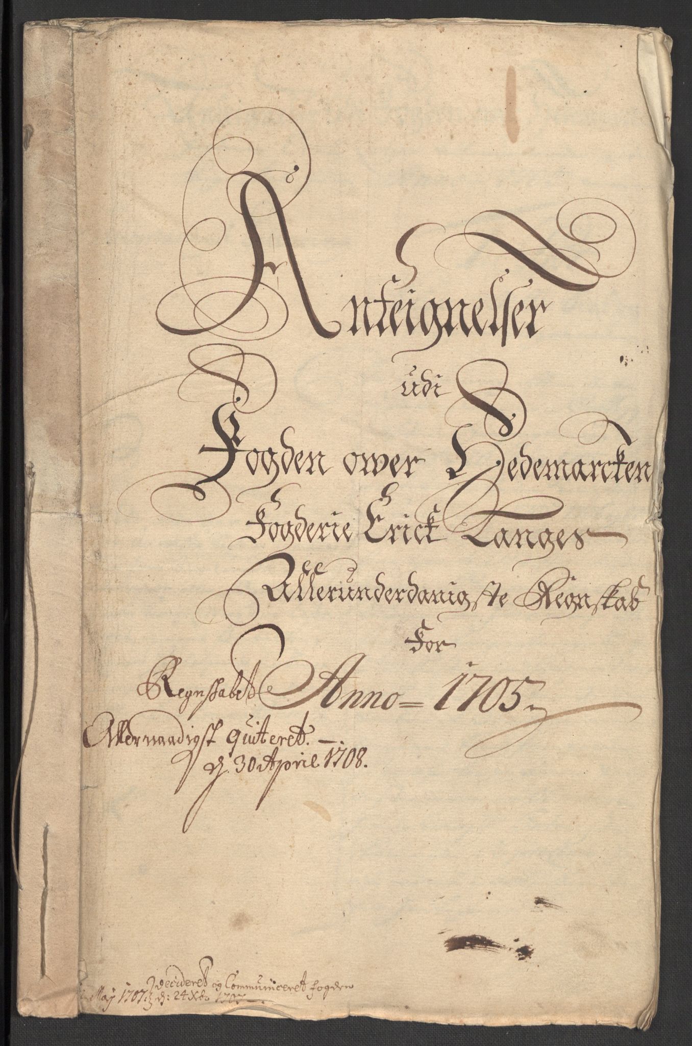 Rentekammeret inntil 1814, Reviderte regnskaper, Fogderegnskap, RA/EA-4092/R16/L1042: Fogderegnskap Hedmark, 1705, p. 164