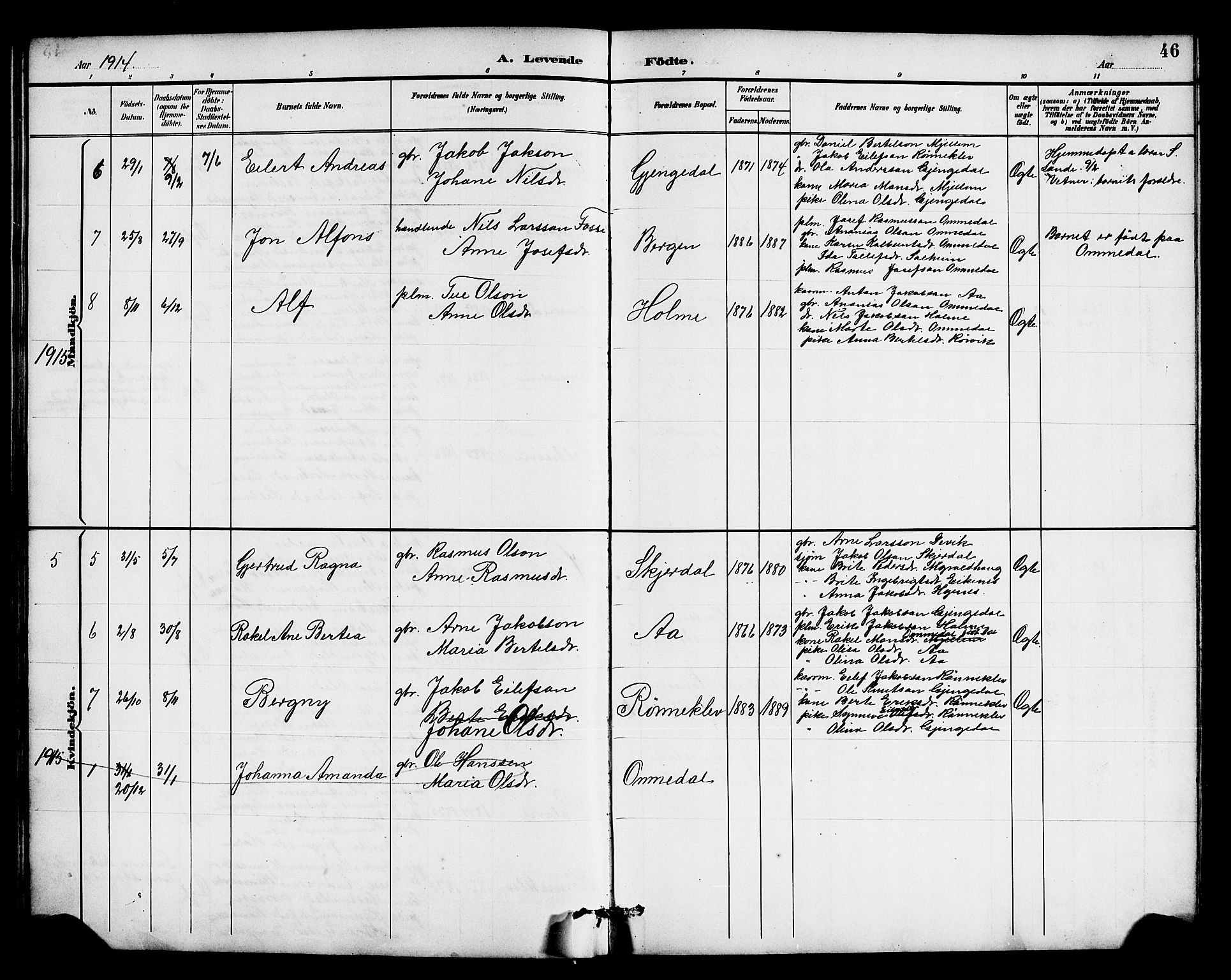 Gloppen sokneprestembete, AV/SAB-A-80101/H/Hab/Habe/L0001: Parish register (copy) no. E 1, 1891-1917, p. 46