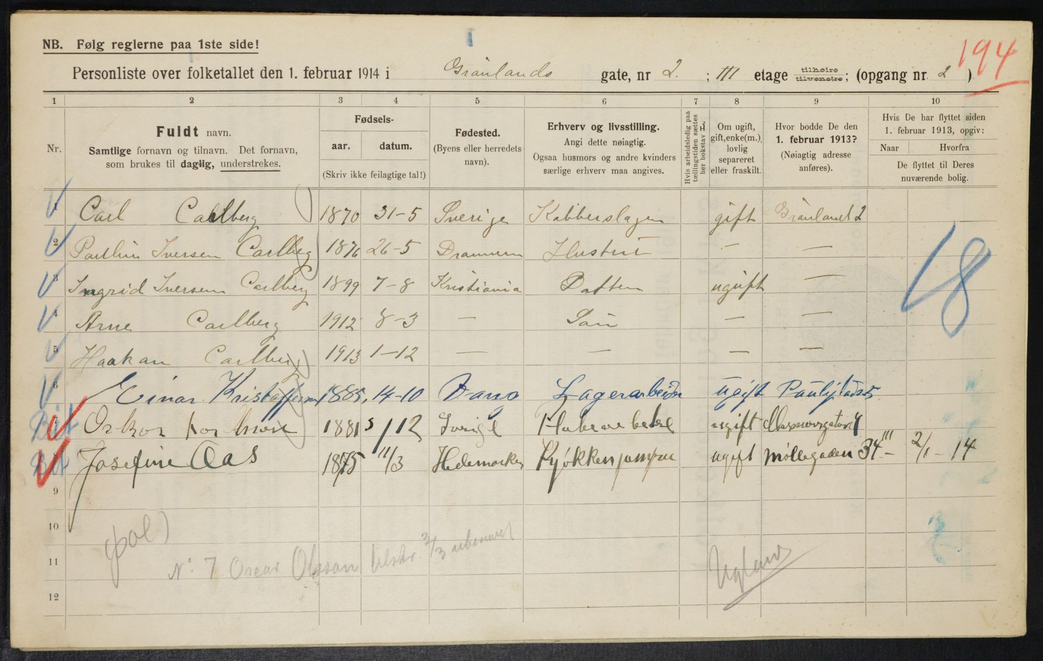 OBA, Municipal Census 1914 for Kristiania, 1914, p. 31259