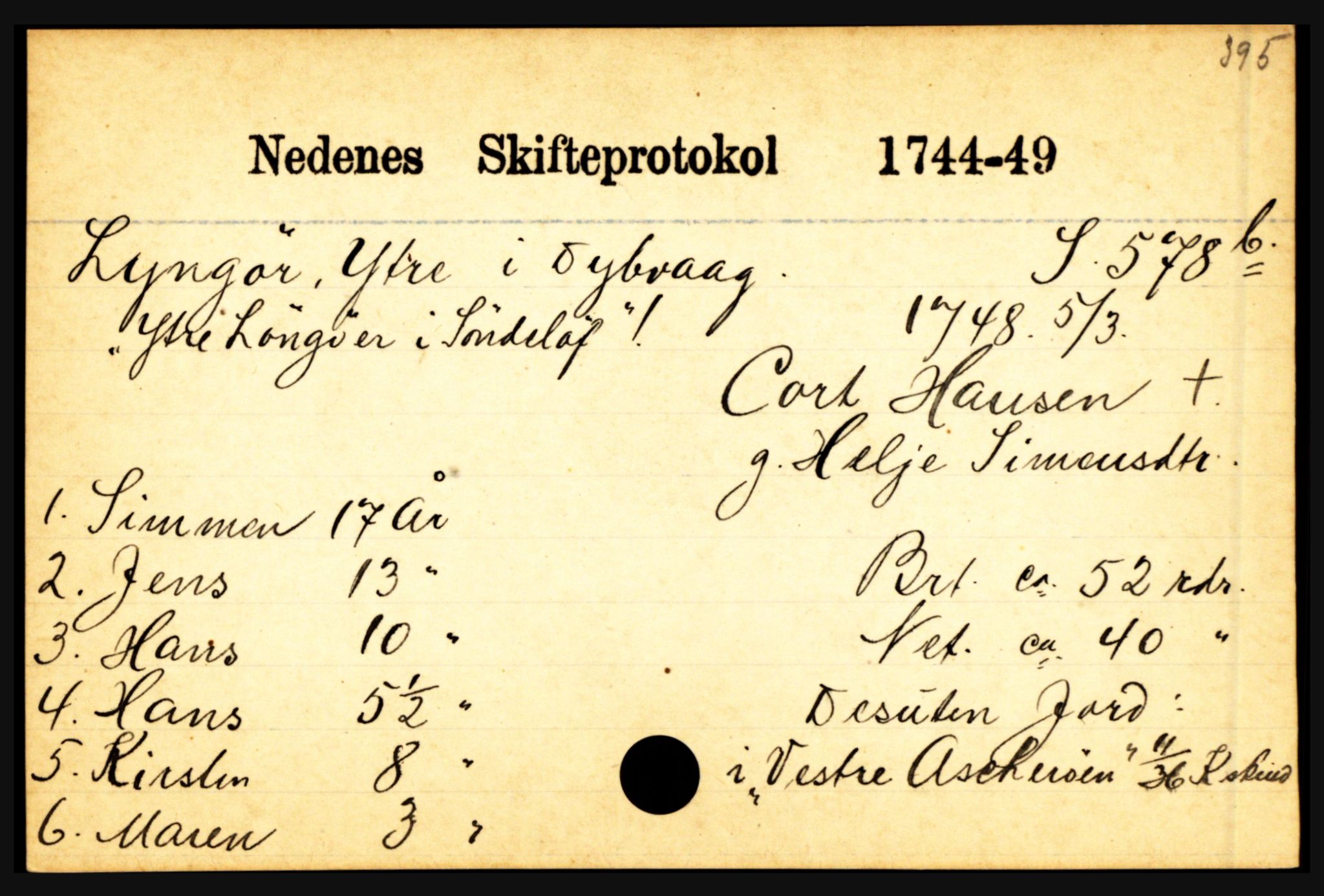 Nedenes sorenskriveri før 1824, AV/SAK-1221-0007/H, p. 18745