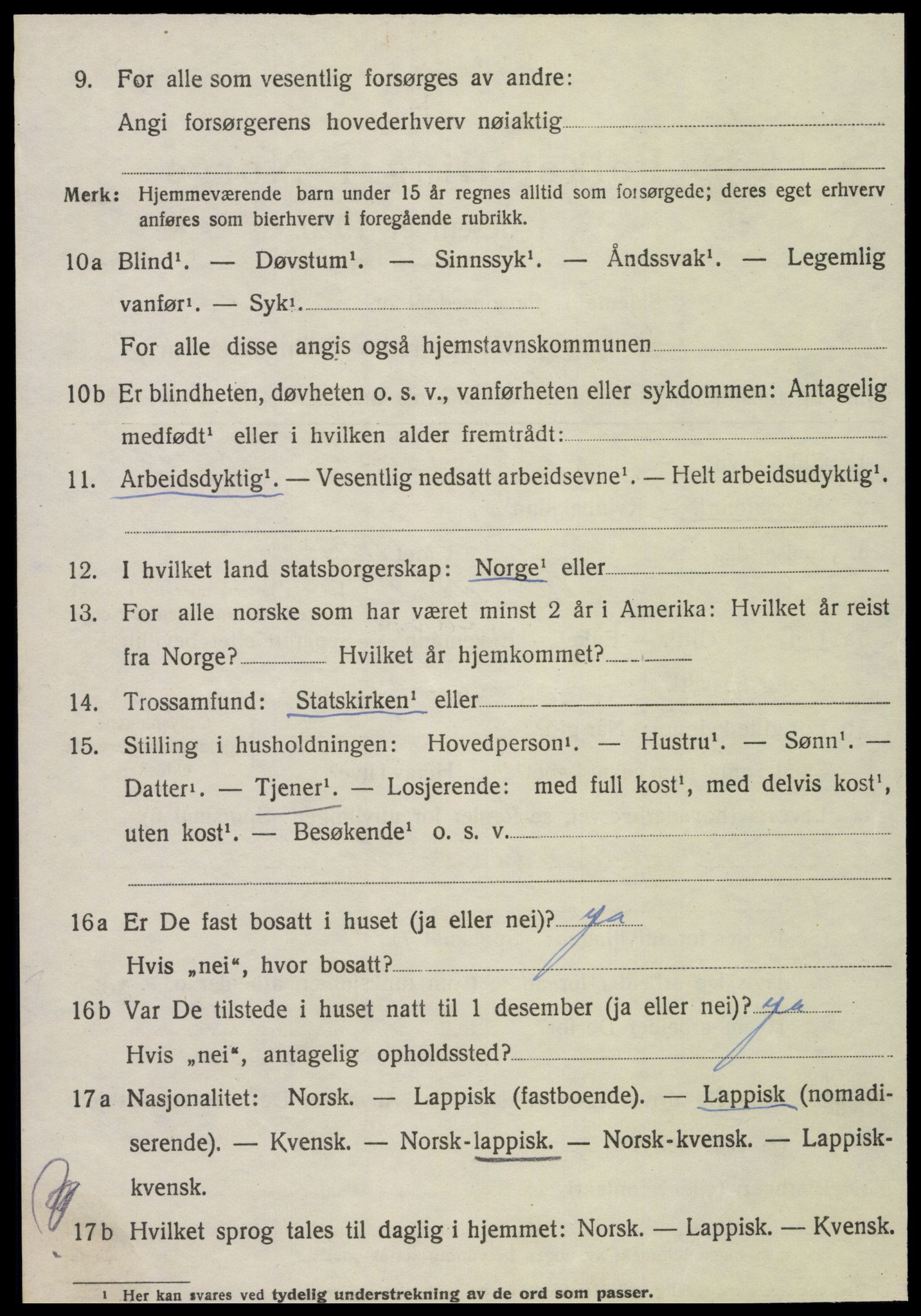 SAT, 1920 census for Snåsa, 1920, p. 5191