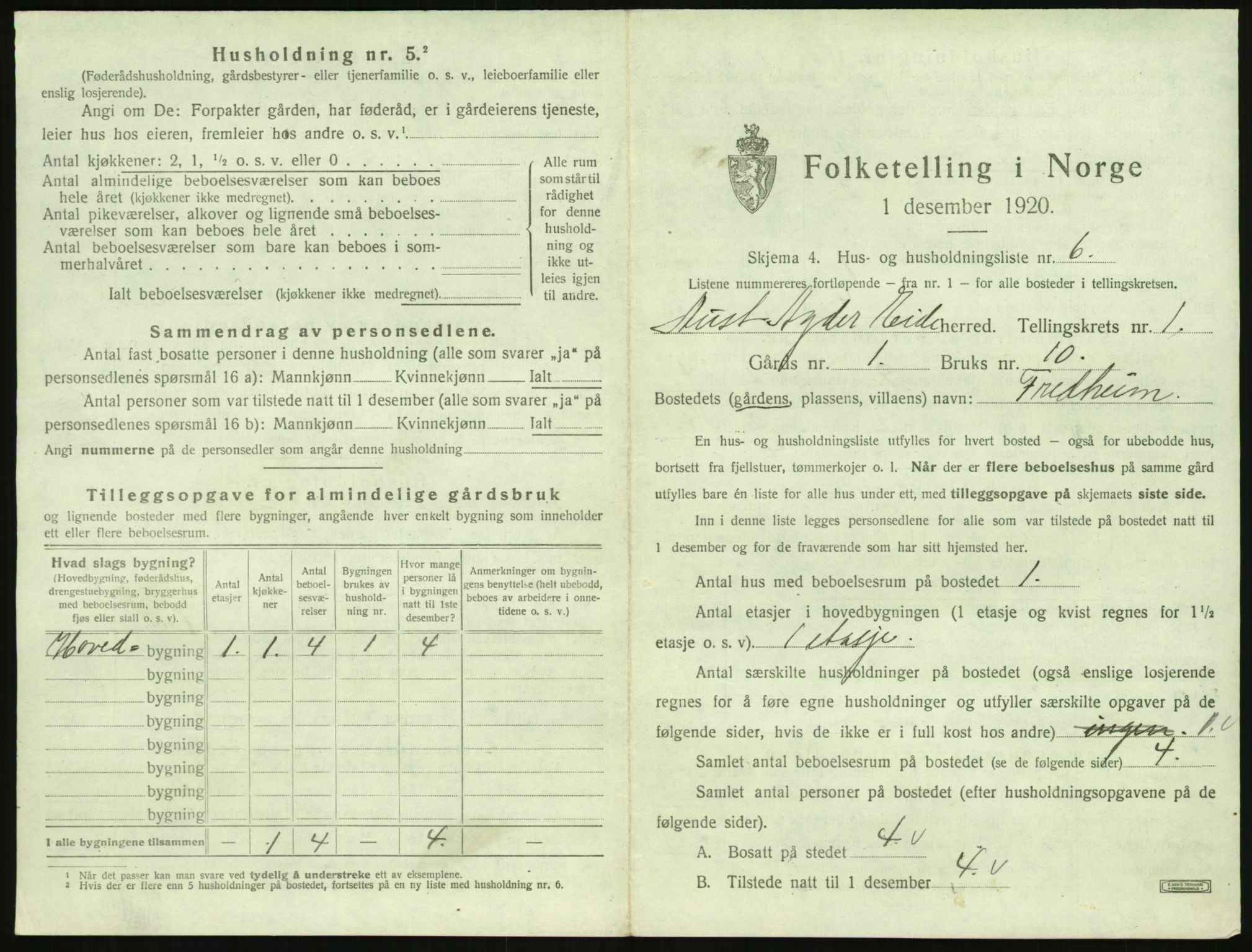 SAK, 1920 census for Eide, 1920, p. 38