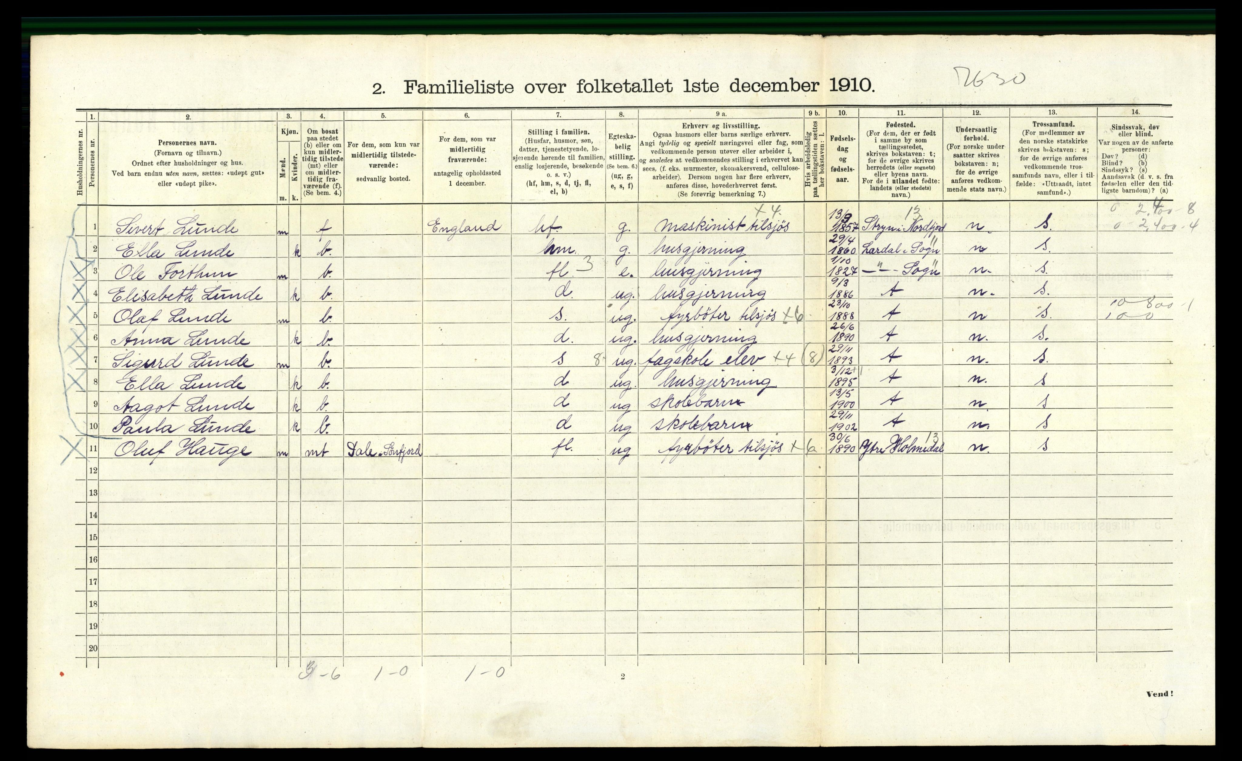 RA, 1910 census for Bergen, 1910, p. 36082