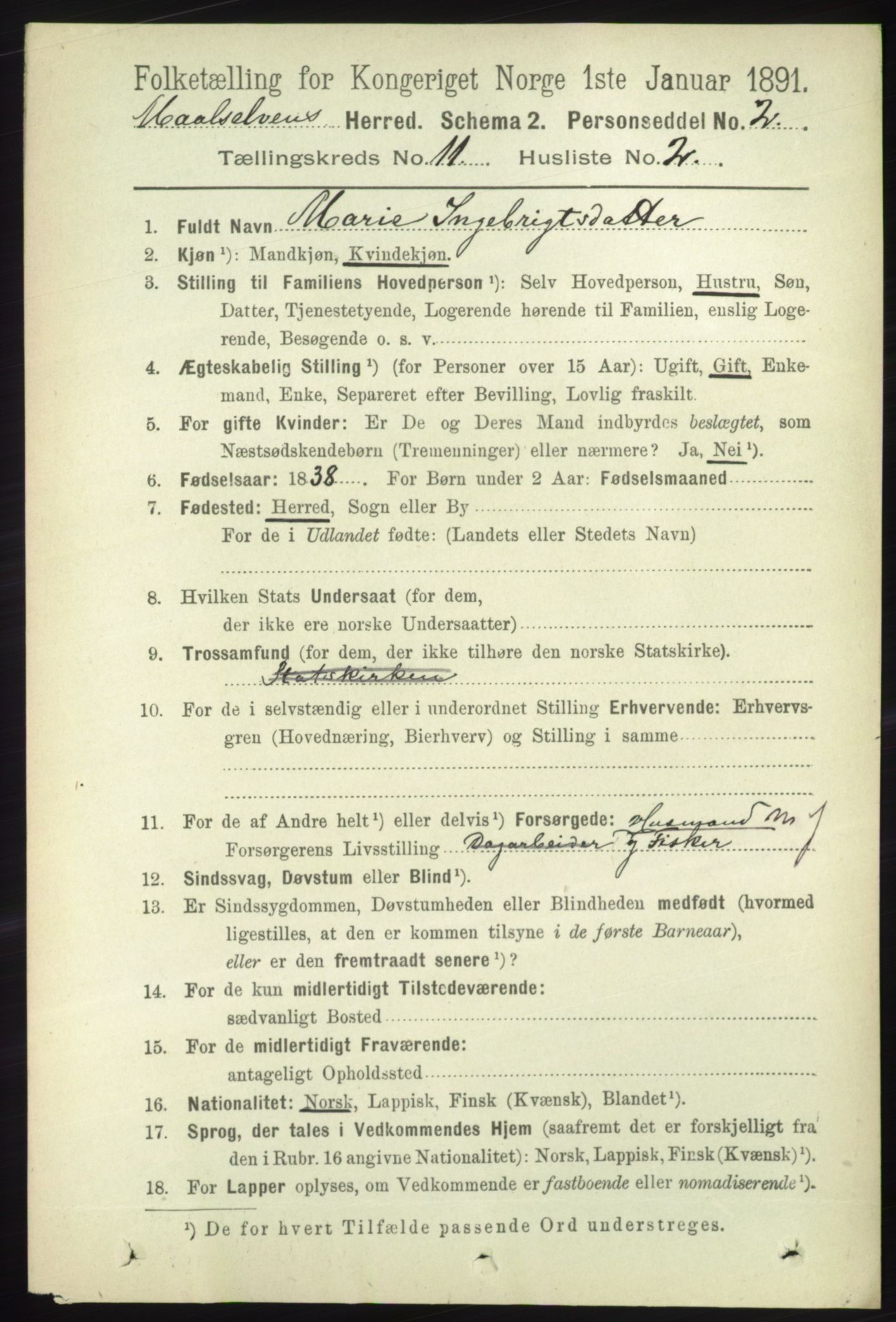 RA, 1891 census for 1924 Målselv, 1891, p. 3280