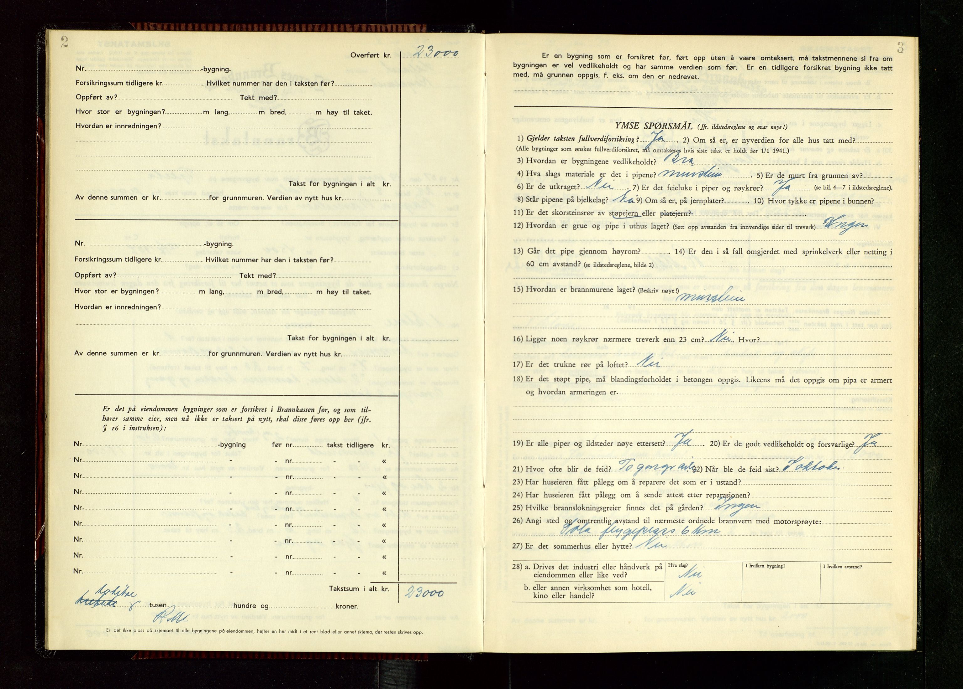 Håland lensmannskontor, AV/SAST-A-100100/Gob/L0014: "Branntakstprotokoll" - skjematakst, 1951-1955, p. 2-3