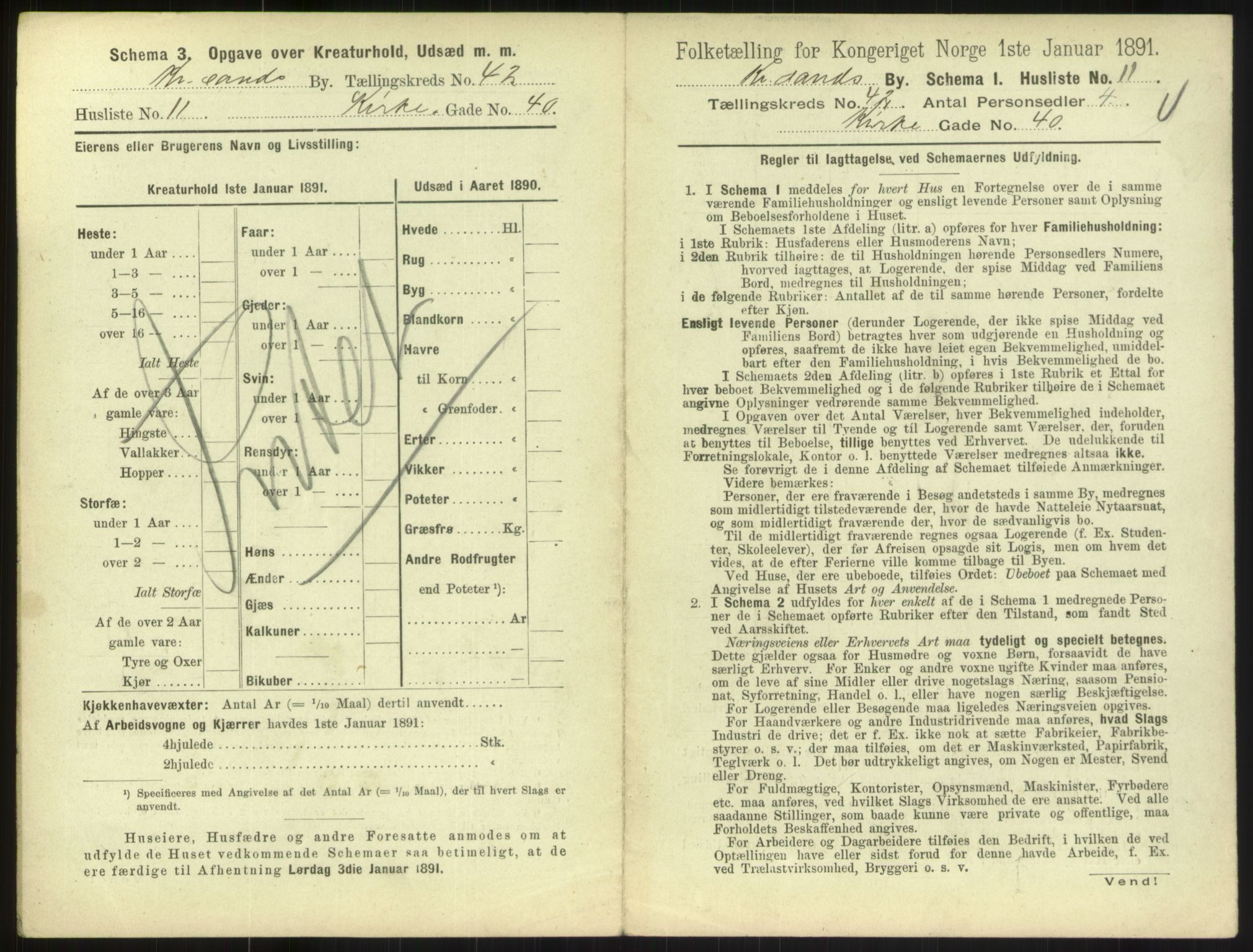 RA, 1891 census for 1001 Kristiansand, 1891, p. 2302