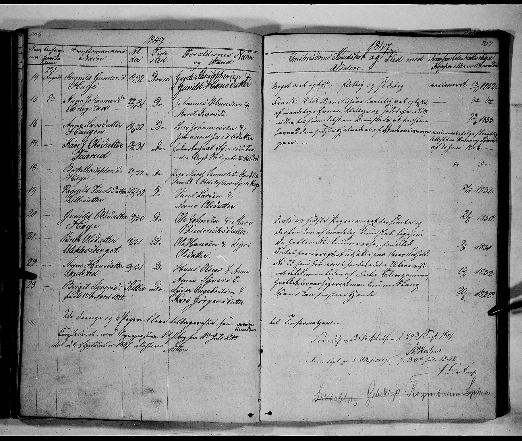 Lesja prestekontor, SAH/PREST-068/H/Ha/Hab/L0003: Parish register (copy) no. 3, 1842-1862, p. 206-207