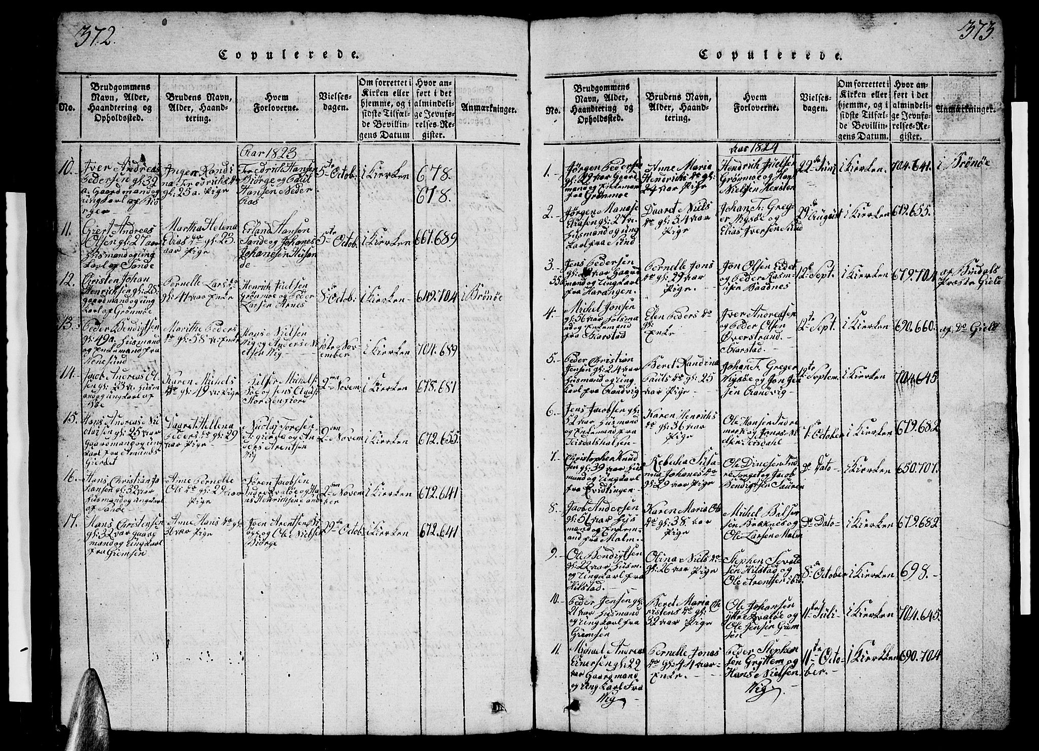Ministerialprotokoller, klokkerbøker og fødselsregistre - Nordland, SAT/A-1459/812/L0186: Parish register (copy) no. 812C04, 1820-1849, p. 372-373