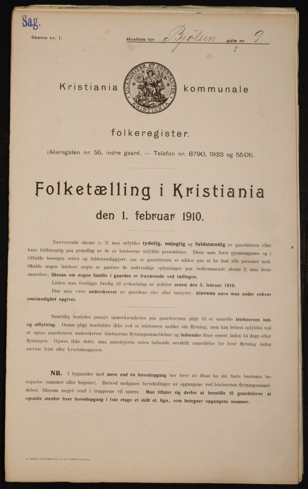 OBA, Municipal Census 1910 for Kristiania, 1910, p. 6262