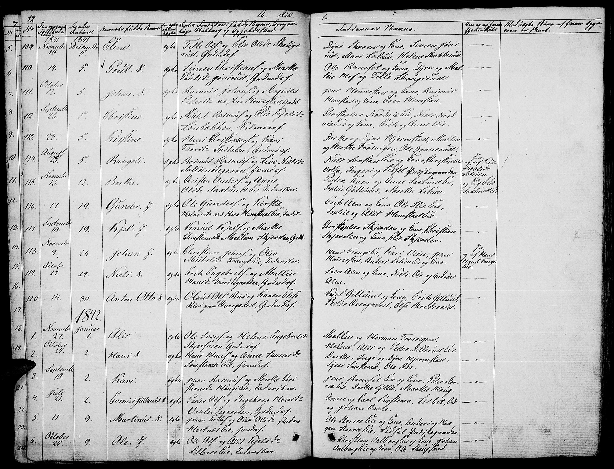 Stange prestekontor, SAH/PREST-002/L/L0003: Parish register (copy) no. 3, 1840-1864, p. 12