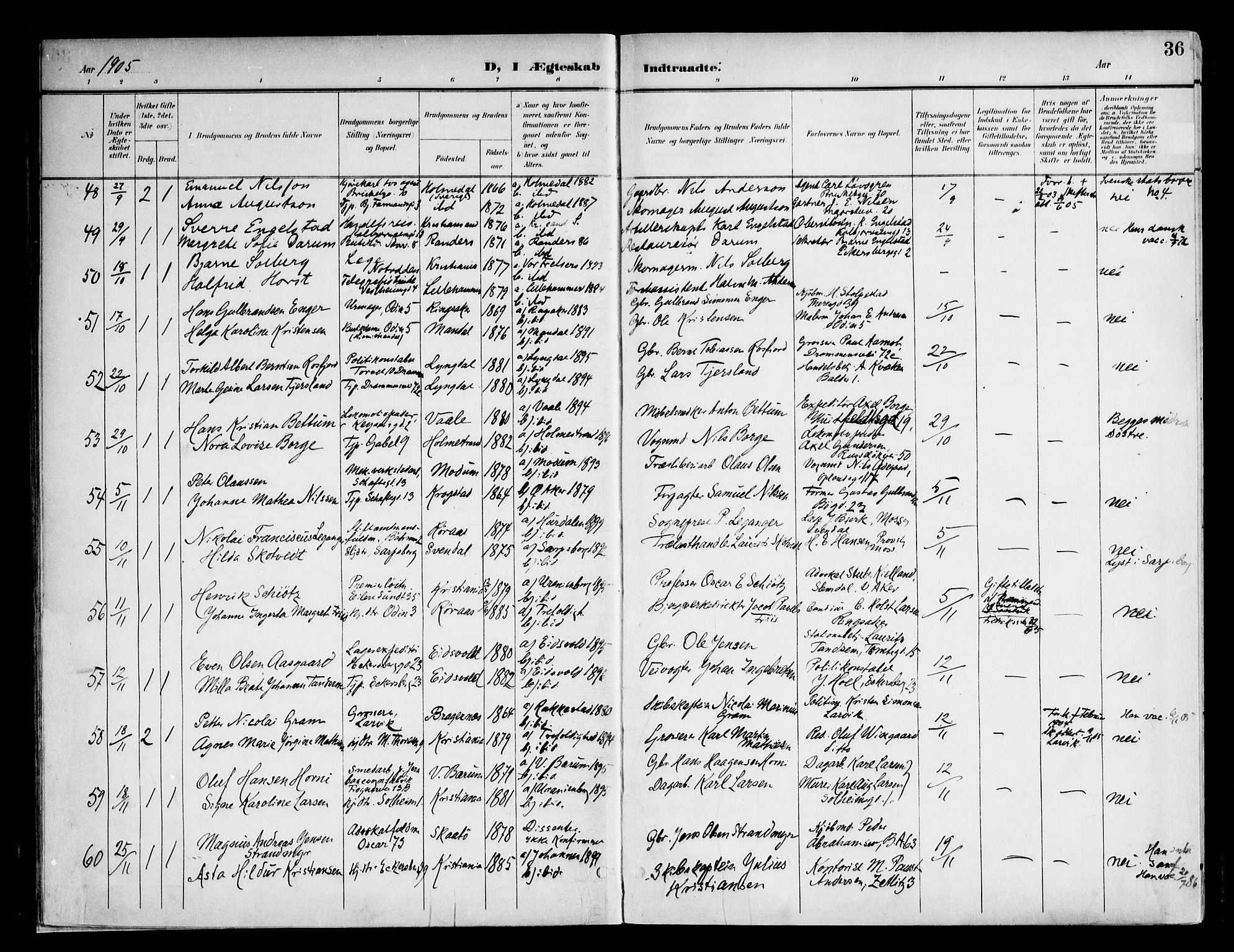Frogner prestekontor Kirkebøker, AV/SAO-A-10886/F/Fa/L0003: Parish register (official) no. 3, 1898-1917, p. 36