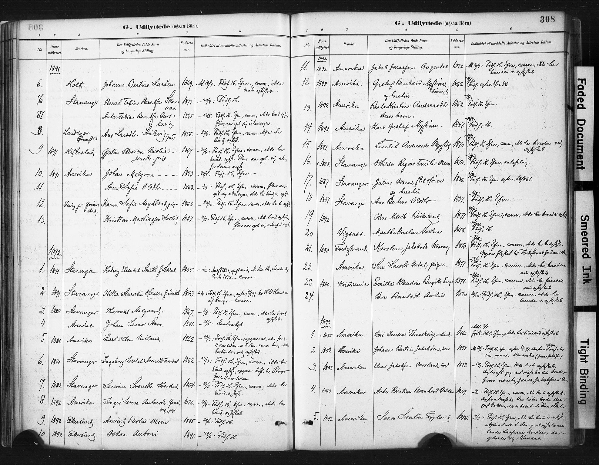 Sokndal sokneprestkontor, SAST/A-101808: Parish register (official) no. A 11.2, 1887-1905, p. 308