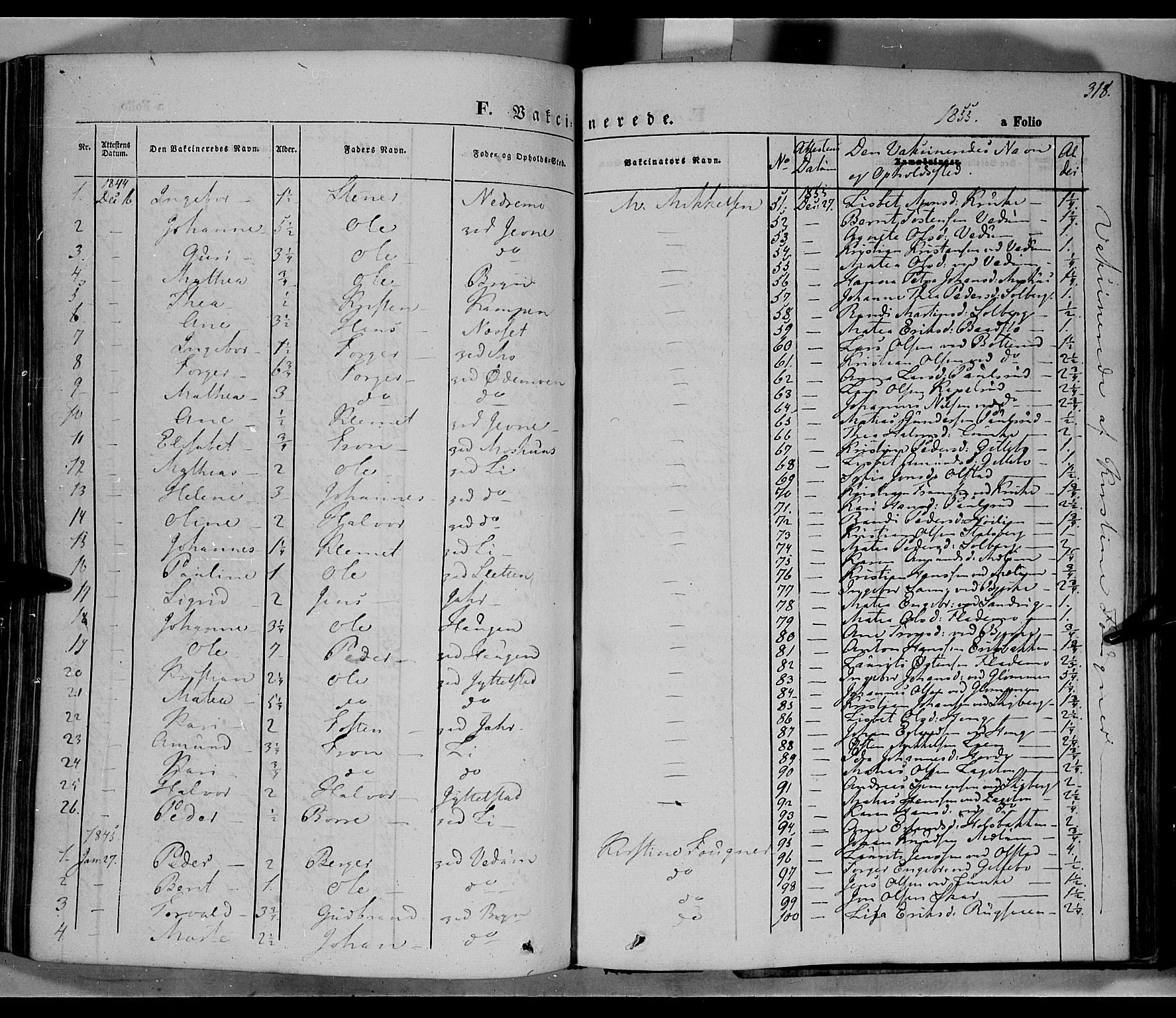 Øyer prestekontor, SAH/PREST-084/H/Ha/Haa/L0005: Parish register (official) no. 5, 1842-1857, p. 318