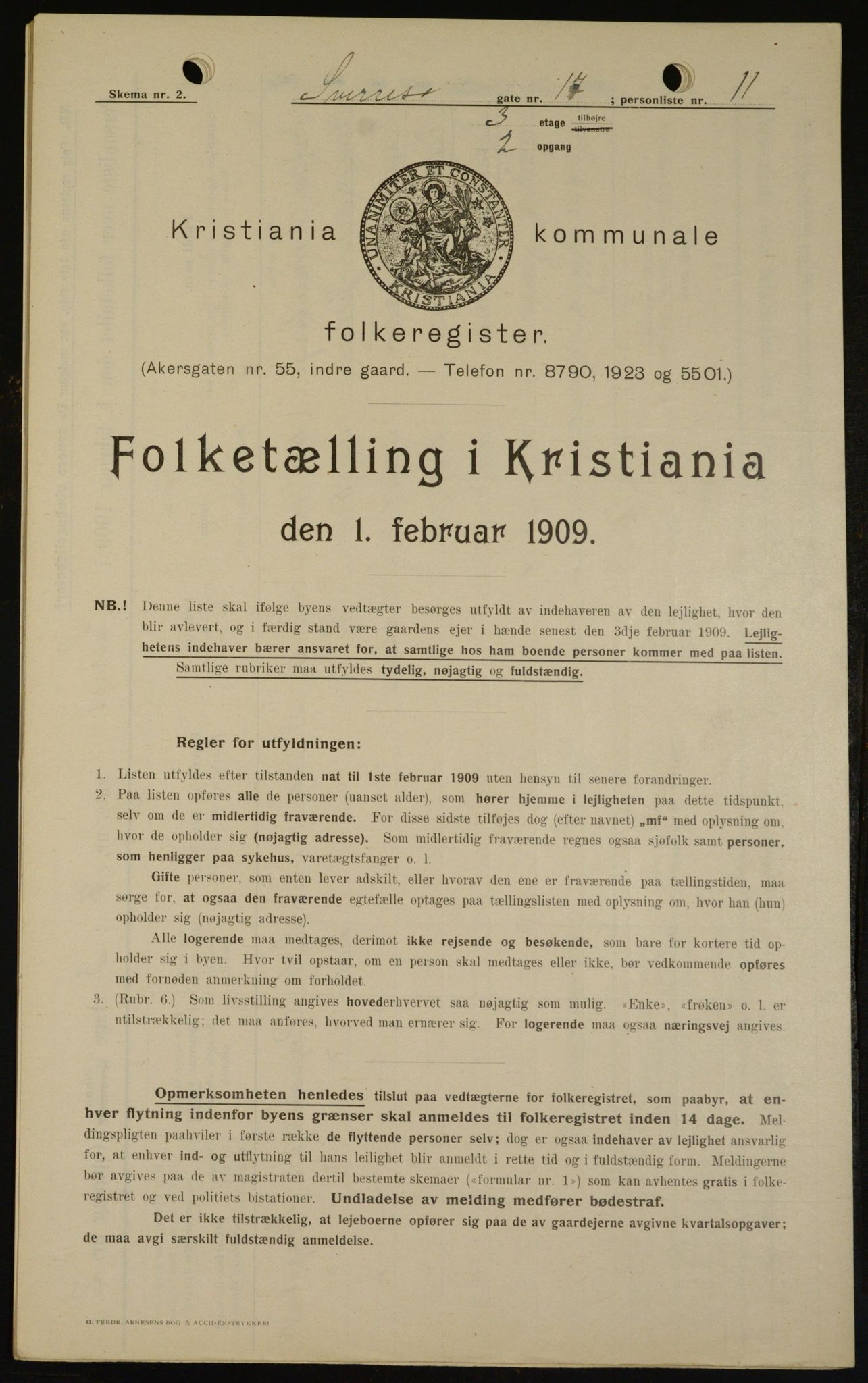 OBA, Municipal Census 1909 for Kristiania, 1909, p. 95864