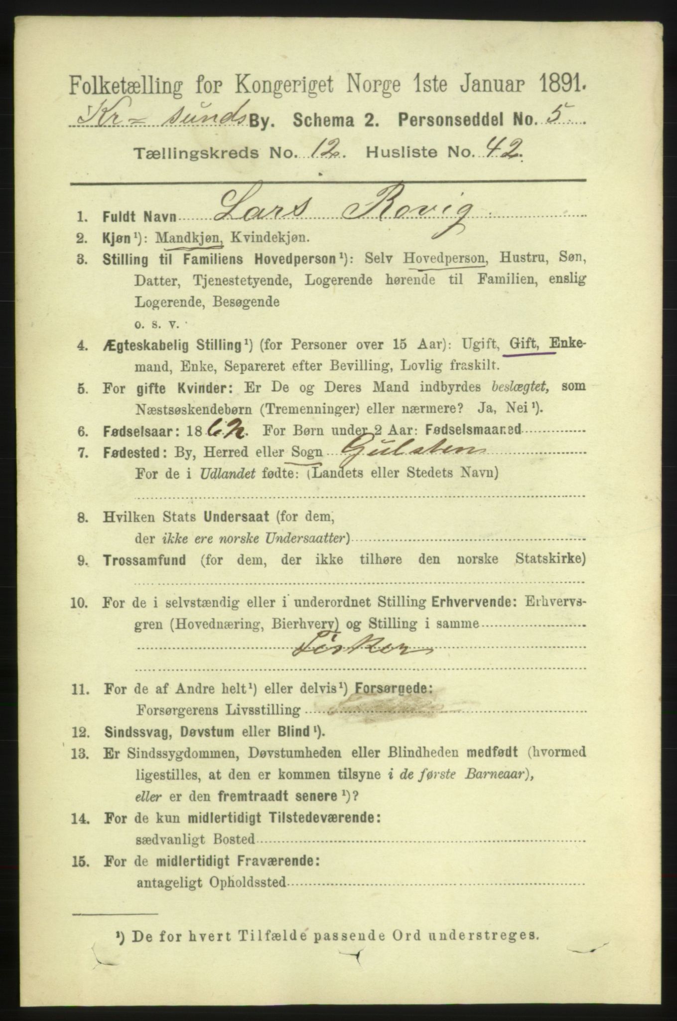 RA, 1891 census for 1503 Kristiansund, 1891, p. 9674