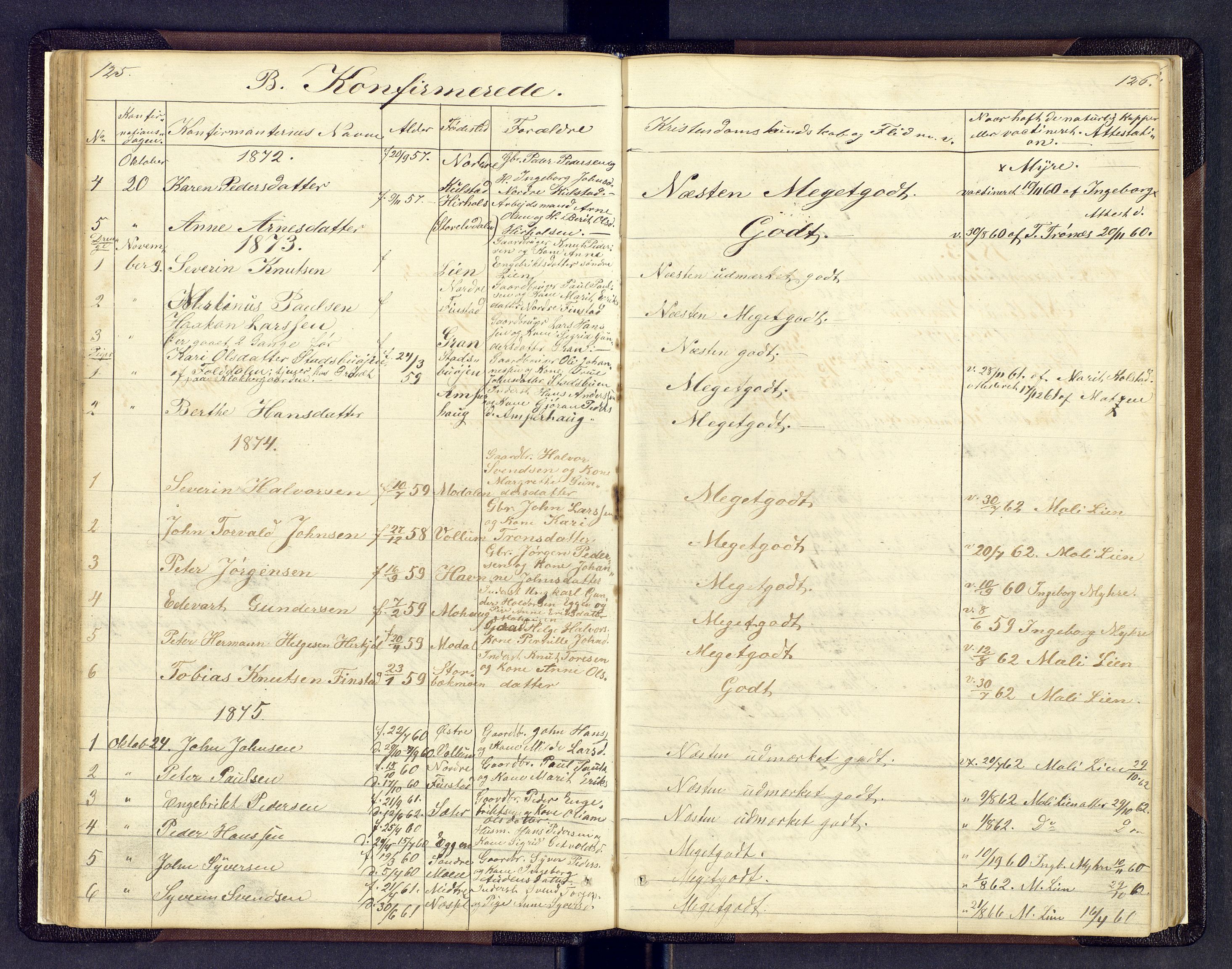 Sollia prestekontor, SAH/PREST-050/H/Ha/Hab/L0001: Parish register (copy) no. 1, 1862-1879, p. 125-126