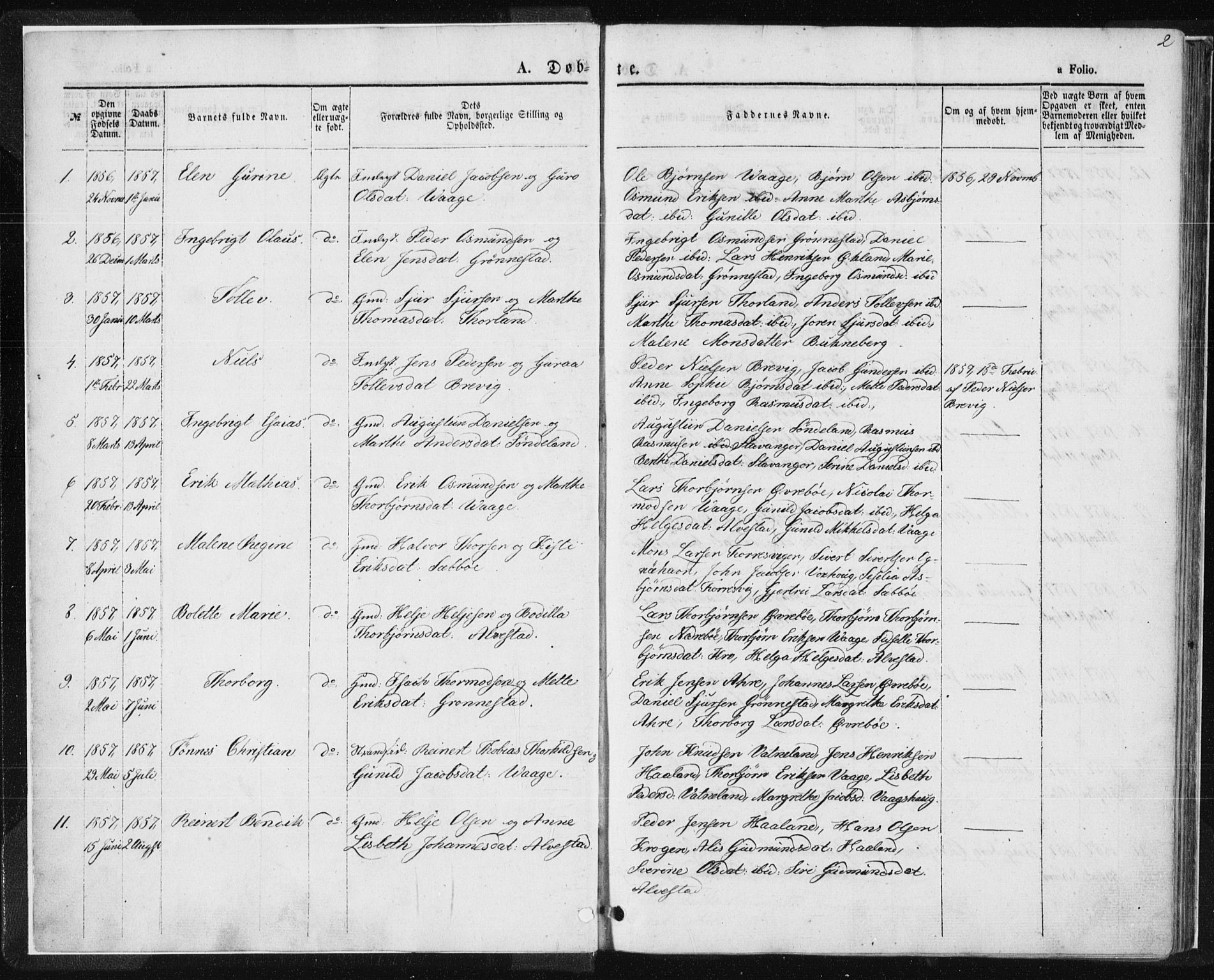Tysvær sokneprestkontor, AV/SAST-A -101864/H/Ha/Haa/L0004: Parish register (official) no. A 4, 1857-1878, p. 2