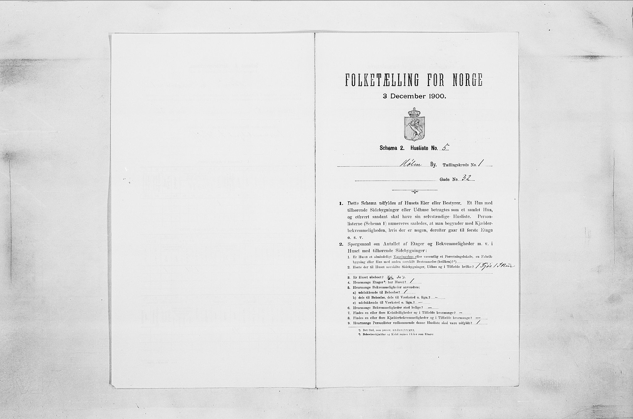 SAO, 1900 census for Hølen, 1900