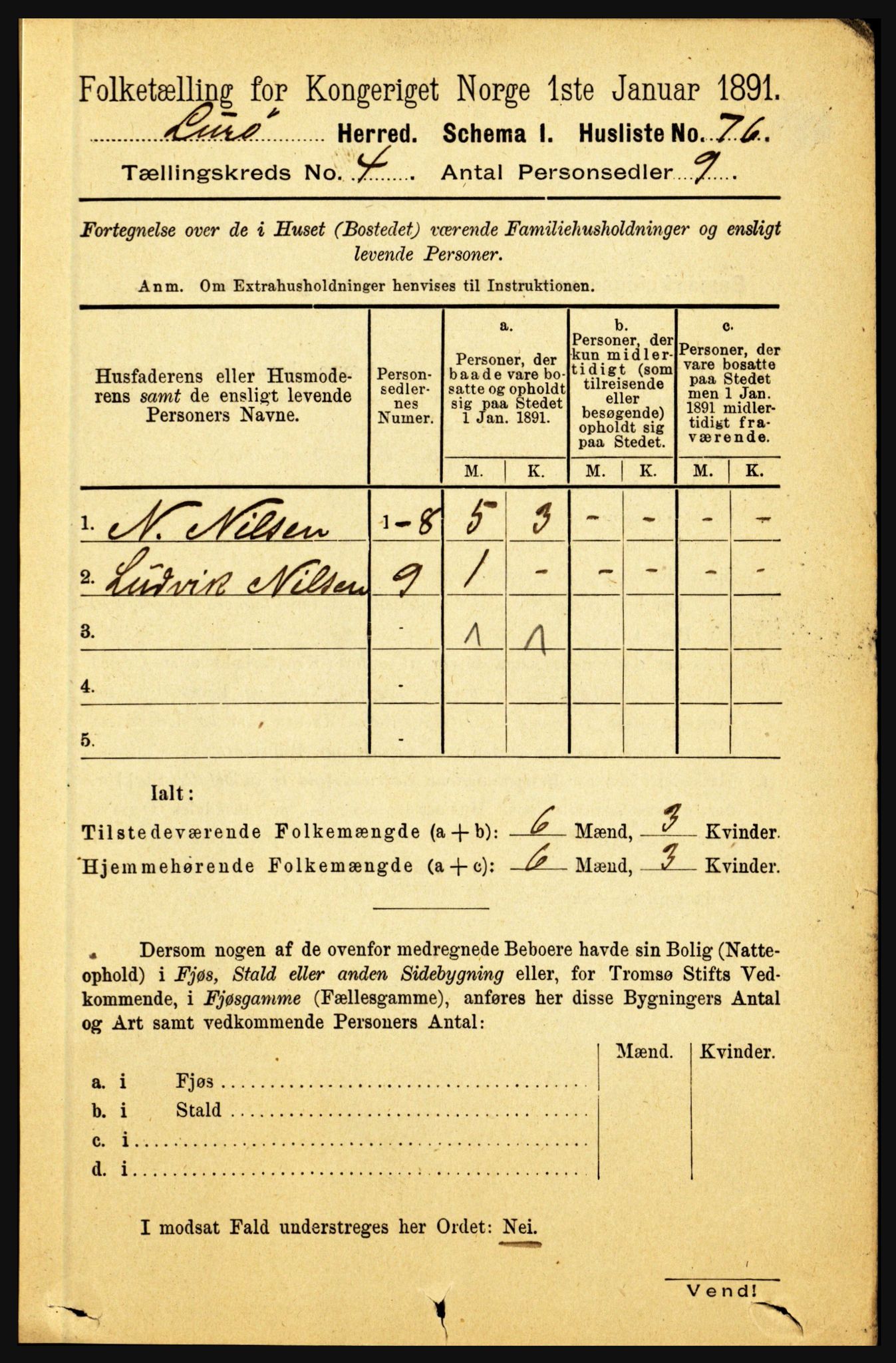 RA, 1891 census for 1834 Lurøy, 1891, p. 2013