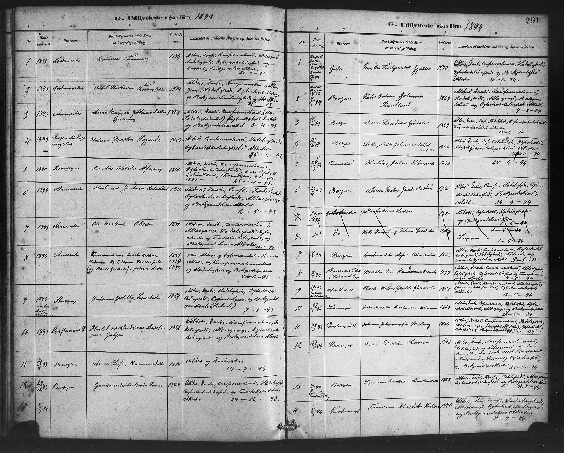 Finnås sokneprestembete, SAB/A-99925/H/Ha/Haa/Haac/L0001: Parish register (official) no. C 1, 1881-1894, p. 291
