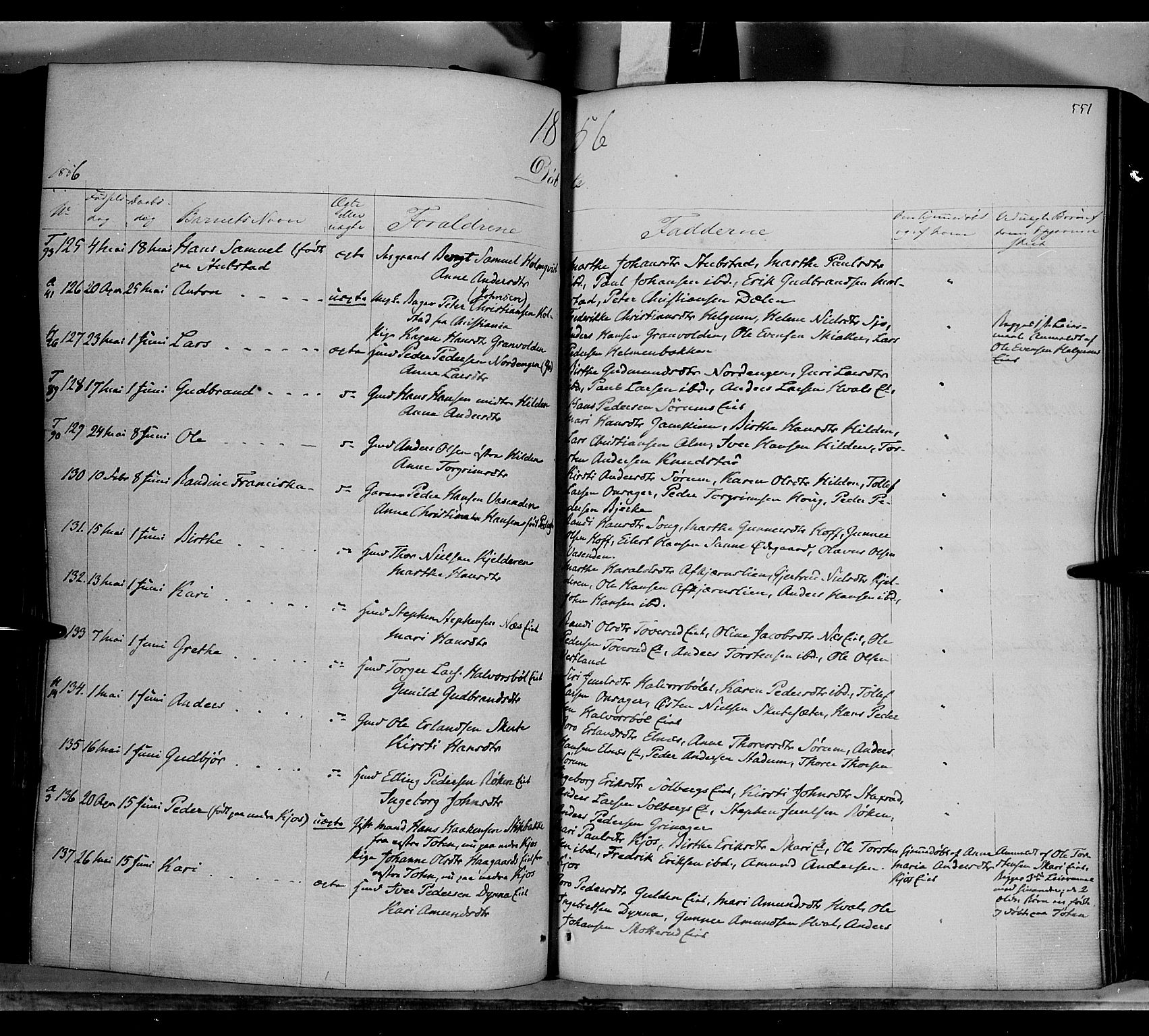 Gran prestekontor, AV/SAH-PREST-112/H/Ha/Haa/L0011: Parish register (official) no. 11, 1842-1856, p. 550-551