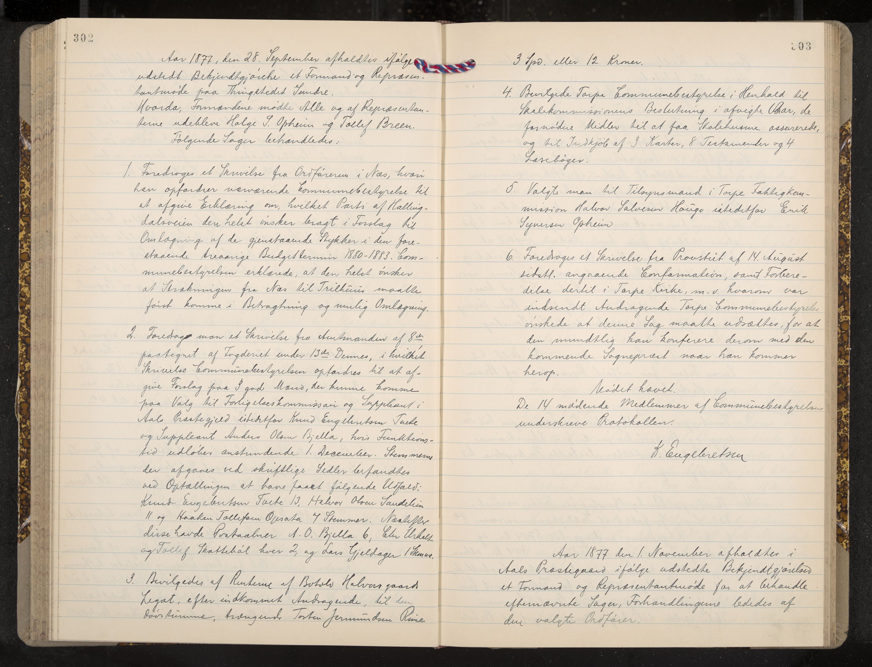 Ål formannskap og sentraladministrasjon, IKAK/0619021/A/Aa/L0003: Utskrift av møtebok, 1864-1880, p. 302-303