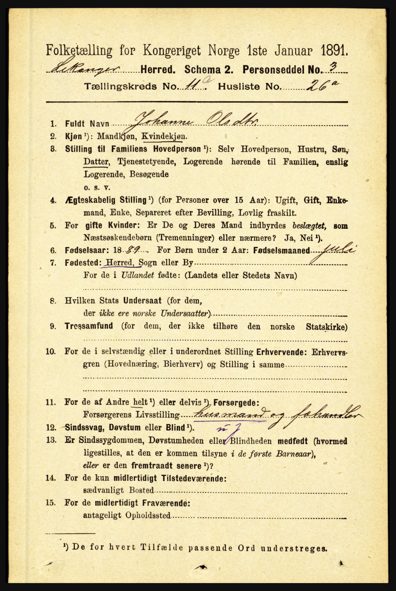 RA, 1891 census for 1419 Leikanger, 1891, p. 2137