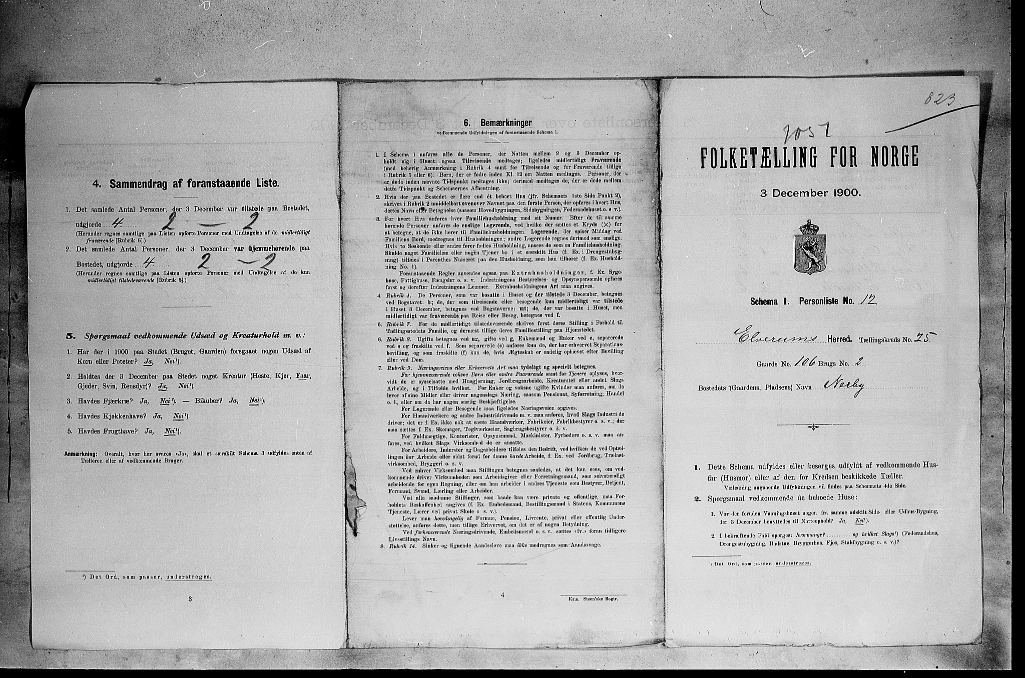 SAH, 1900 census for Elverum, 1900, p. 98