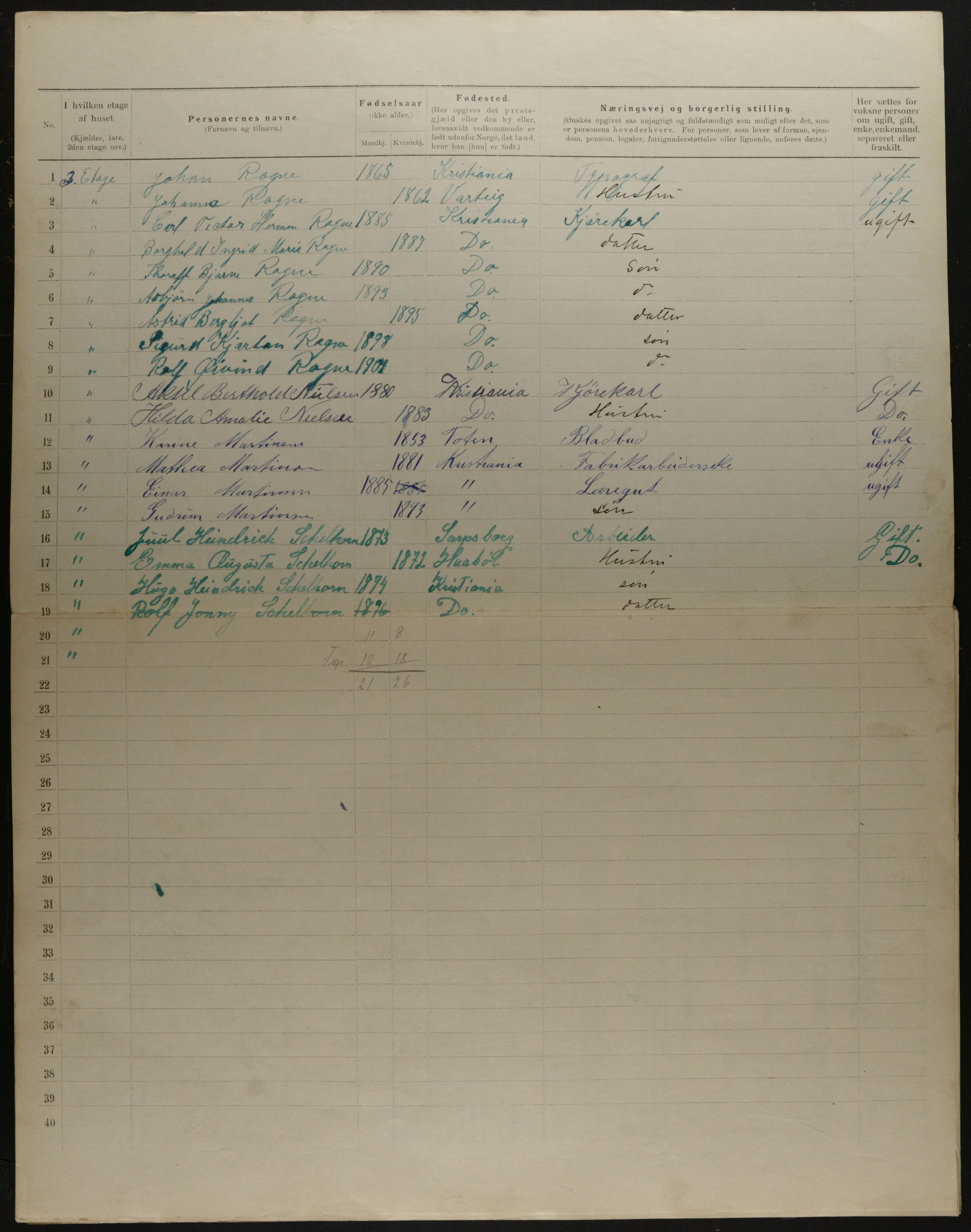 OBA, Municipal Census 1901 for Kristiania, 1901, p. 16444