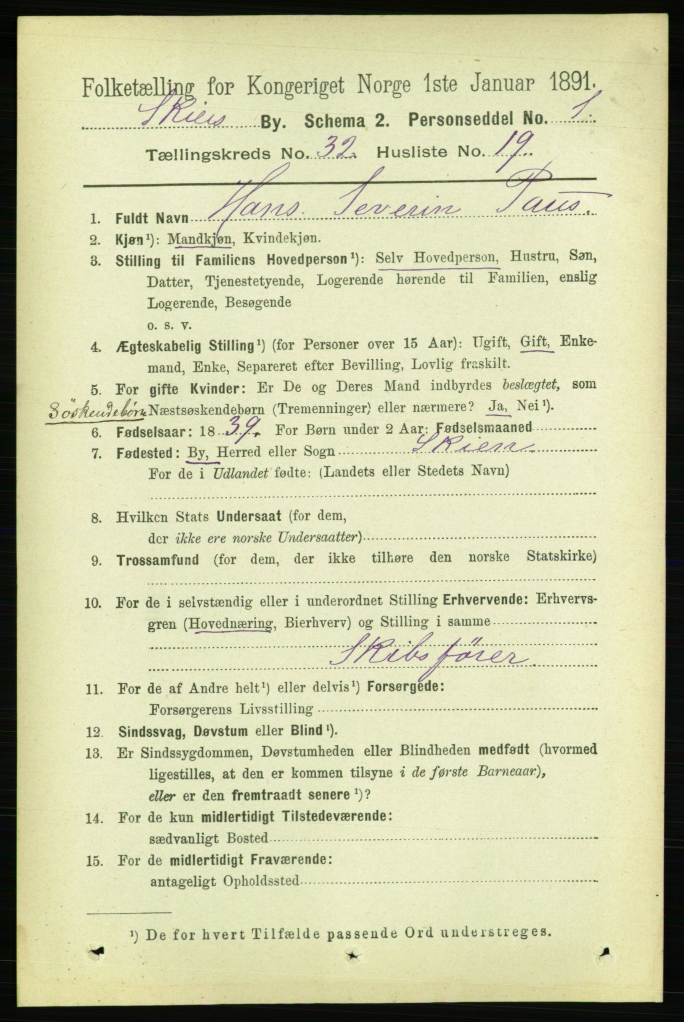 RA, 1891 census for 0806 Skien, 1891, p. 7342