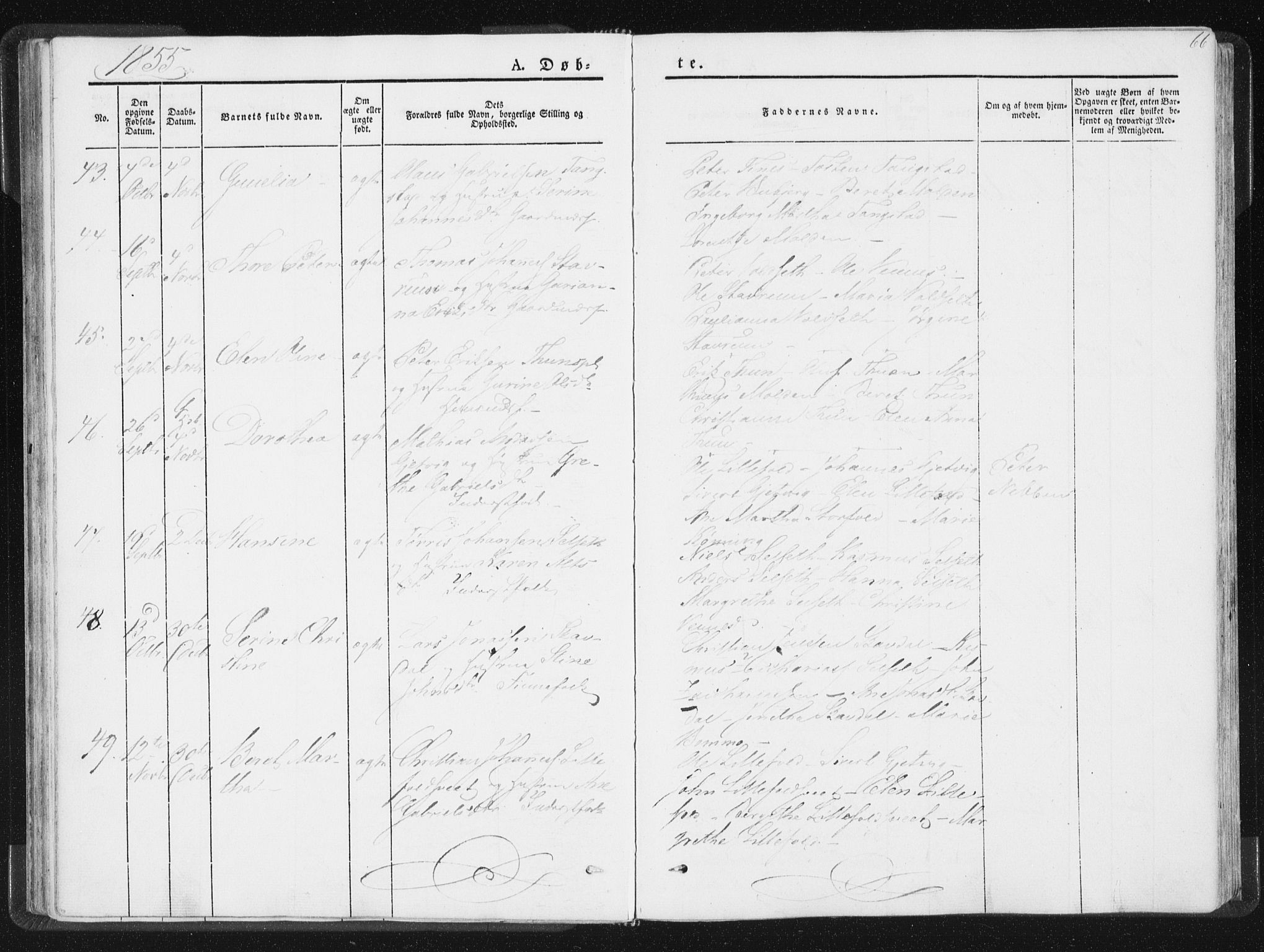 Ministerialprotokoller, klokkerbøker og fødselsregistre - Nord-Trøndelag, SAT/A-1458/744/L0418: Parish register (official) no. 744A02, 1843-1866, p. 66