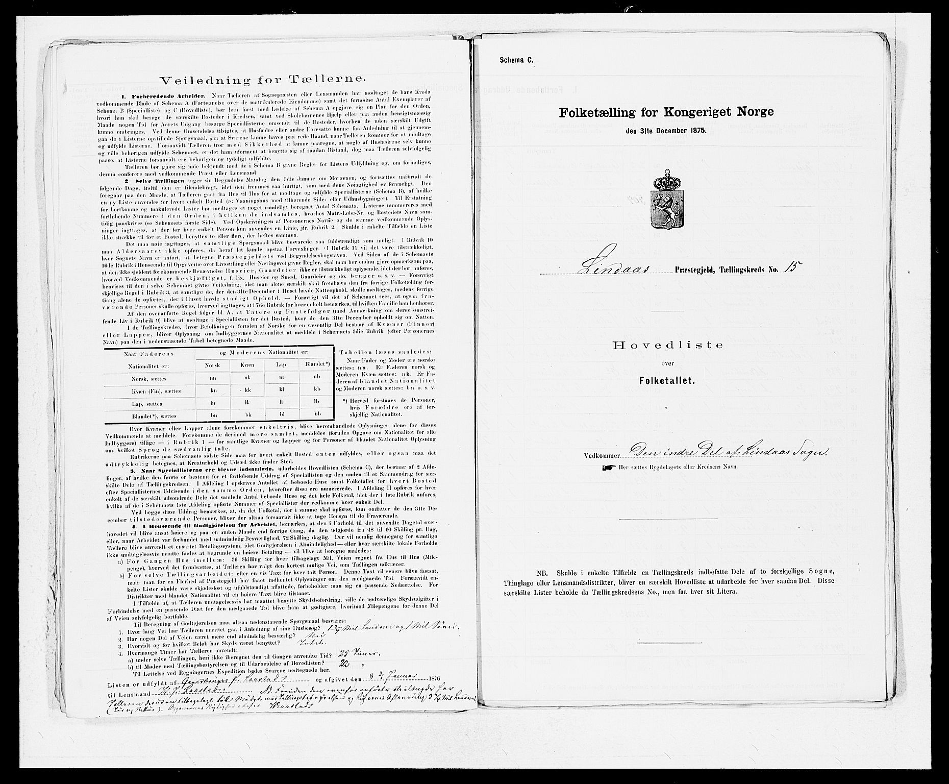 SAB, 1875 census for 1263P Lindås, 1875, p. 33