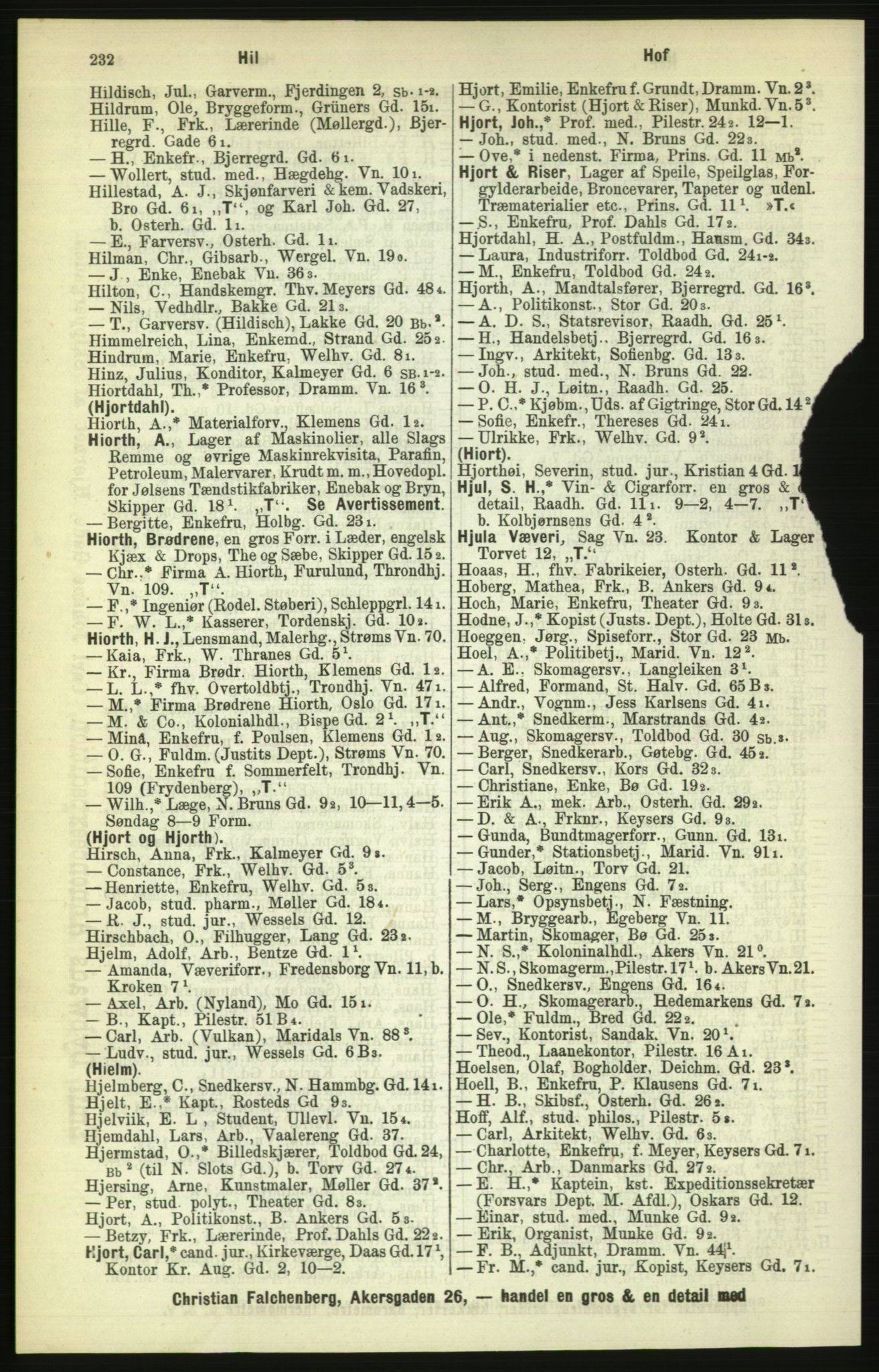 Kristiania/Oslo adressebok, PUBL/-, 1886, p. 232