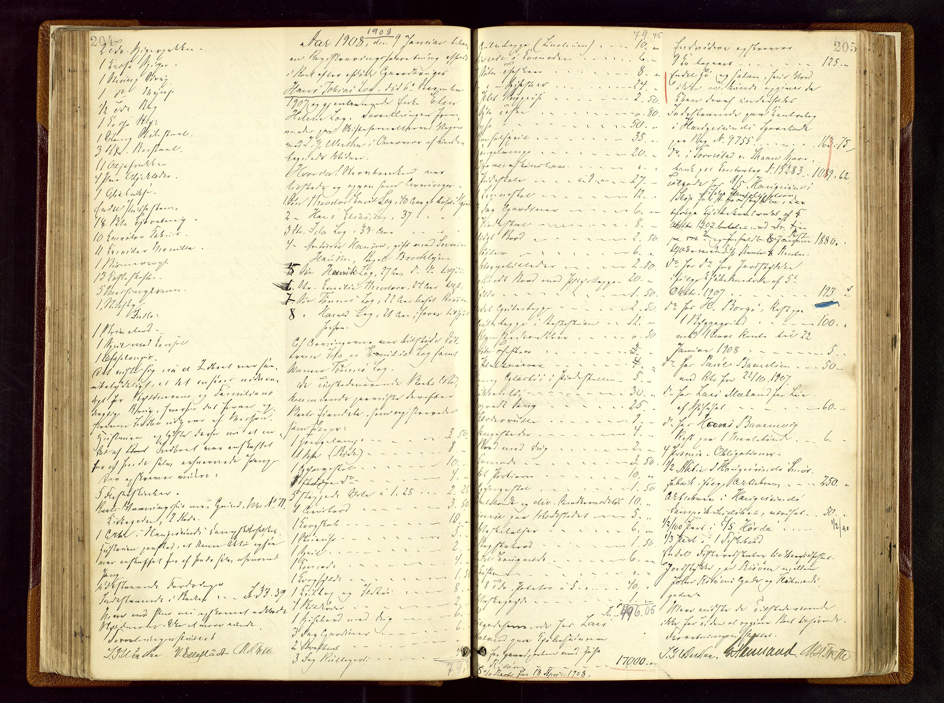 Haugesund tingrett, AV/SAST-A-101415/01/IV/IVB/L0003: Skifteregistreringsprotokoll, med register, 1898-1914, p. 204-205