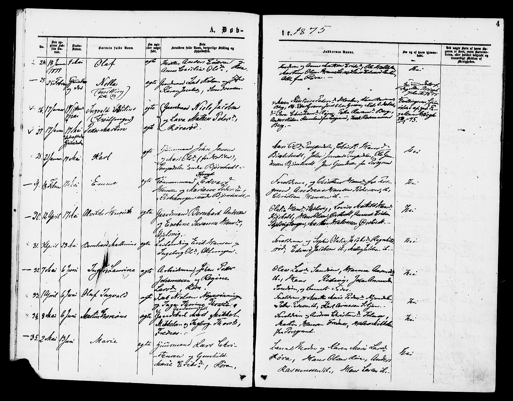 Eidanger kirkebøker, AV/SAKO-A-261/F/Fa/L0011: Parish register (official) no. 11, 1875-1878, p. 4