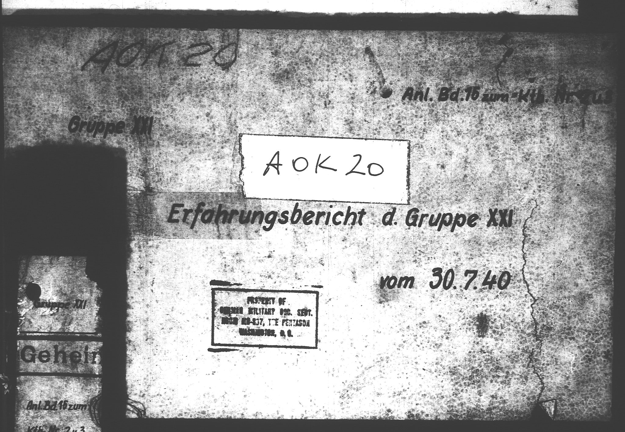 Documents Section, RA/RAFA-2200/V/L0081: Amerikansk mikrofilm "Captured German Documents".
Box No. 720.  FKA jnr. 619/1954., 1940, p. 506