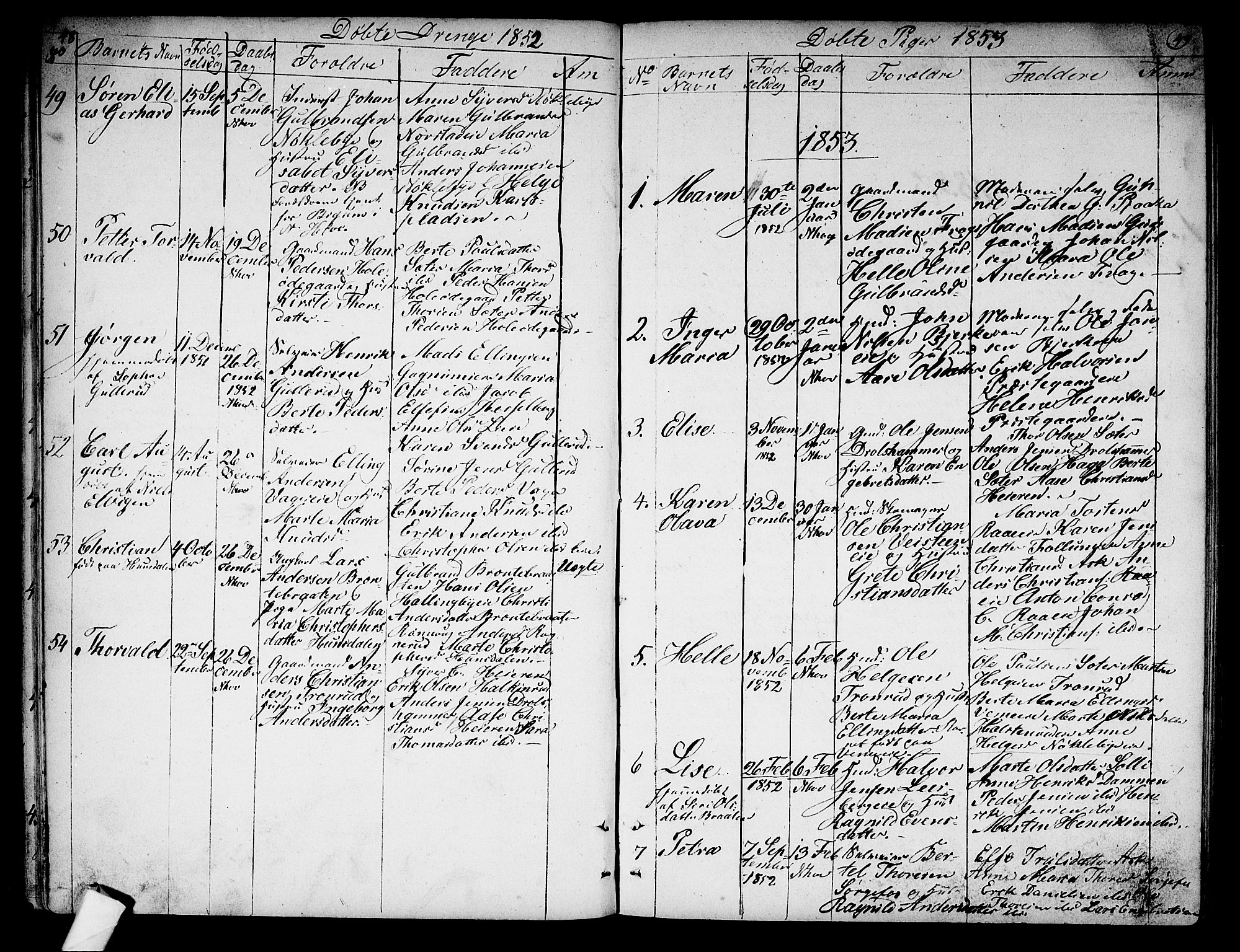 Norderhov kirkebøker, AV/SAKO-A-237/G/Ga/L0005: Parish register (copy) no. I 5, 1849-1863, p. 48-49