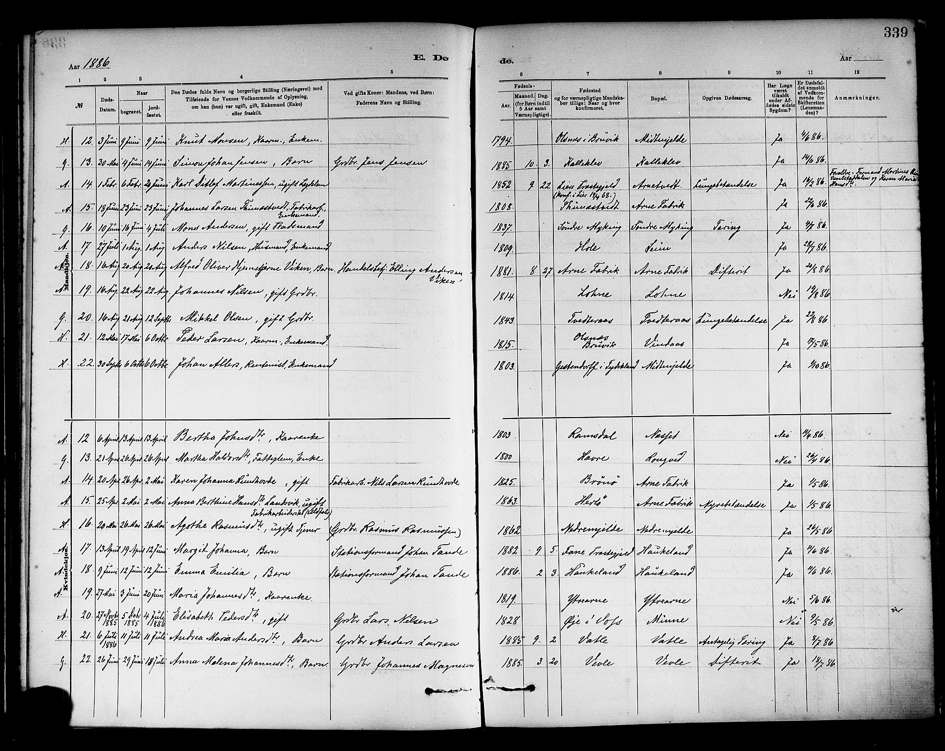 Haus sokneprestembete, SAB/A-75601/H/Haa: Parish register (official) no. A 19II, 1878-1886, p. 339