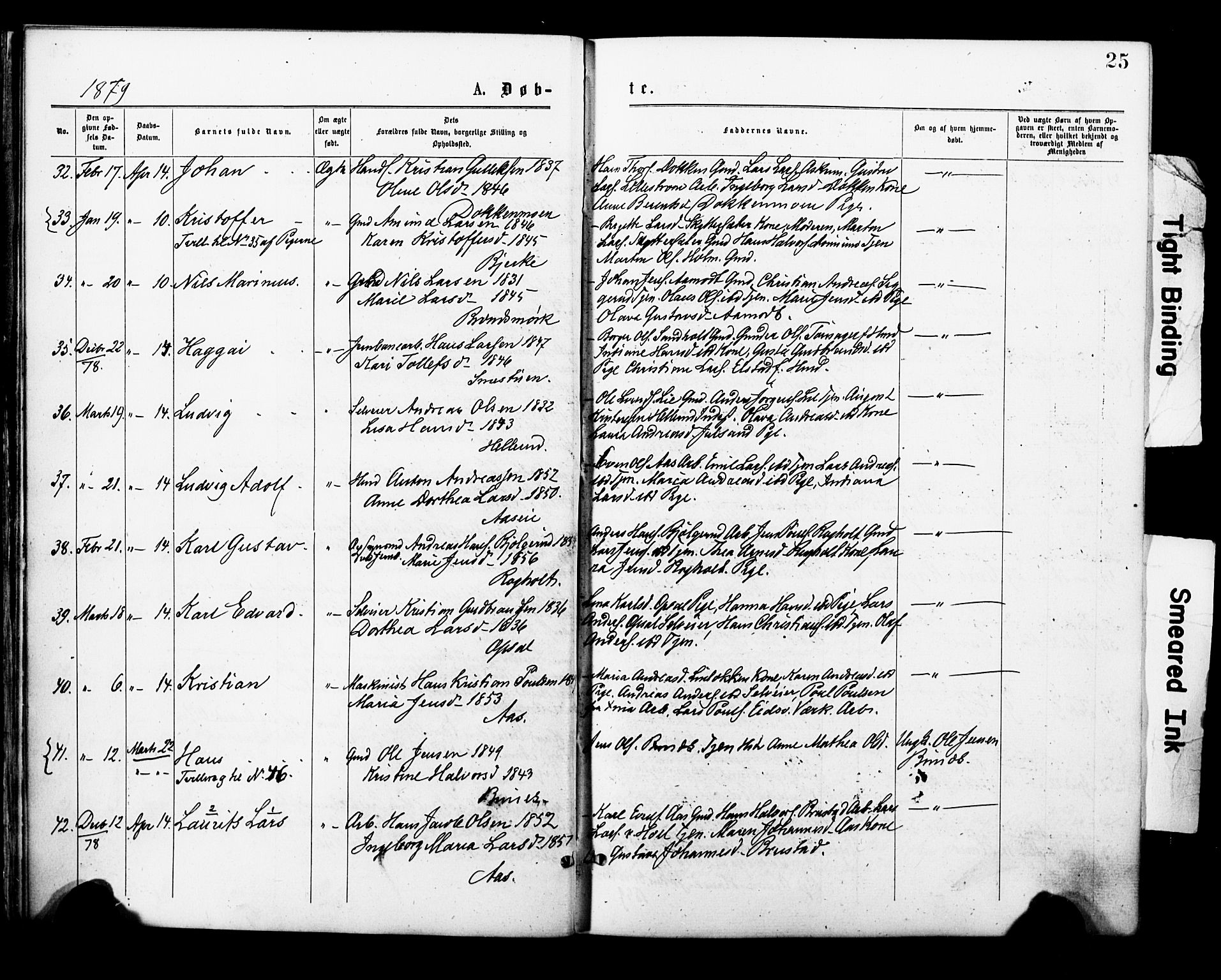 Eidsvoll prestekontor Kirkebøker, AV/SAO-A-10888/F/Fa/L0001: Parish register (official) no. I 1, 1877-1881, p. 25