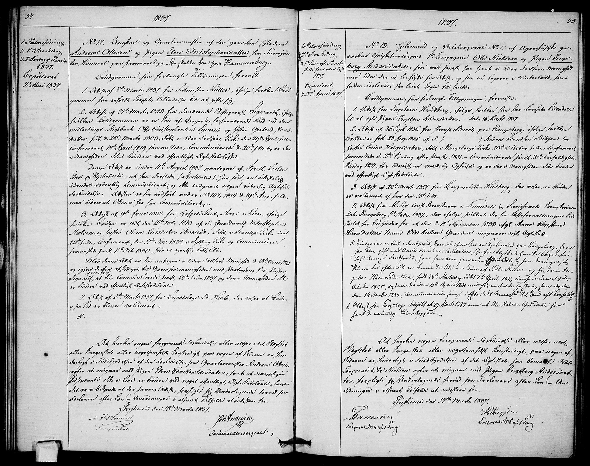 Garnisonsmenigheten Kirkebøker, AV/SAO-A-10846/H/Ha/L0003: Banns register no. I 3, 1835-1840, p. 54-55