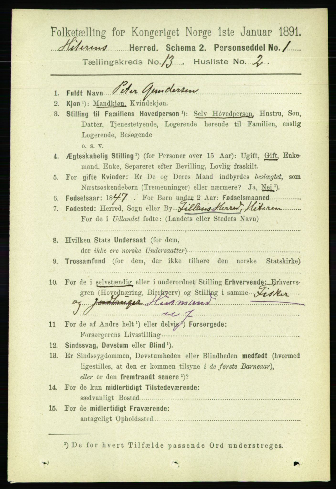 RA, 1891 census for 1617 Hitra, 1891, p. 2739