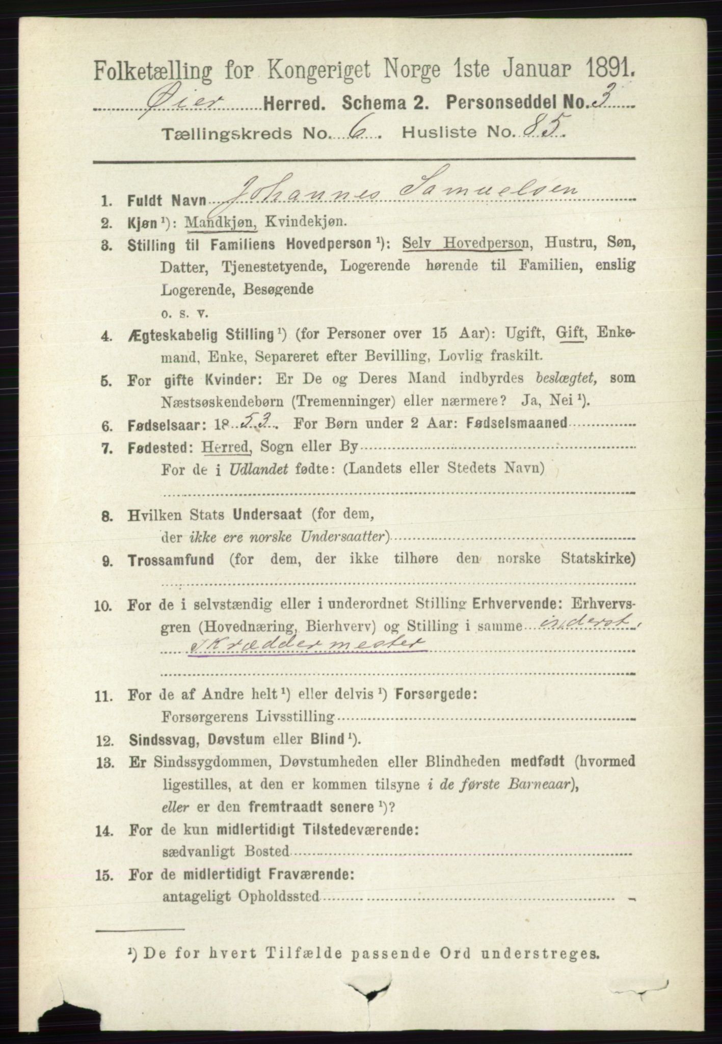 RA, 1891 census for 0521 Øyer, 1891, p. 2437