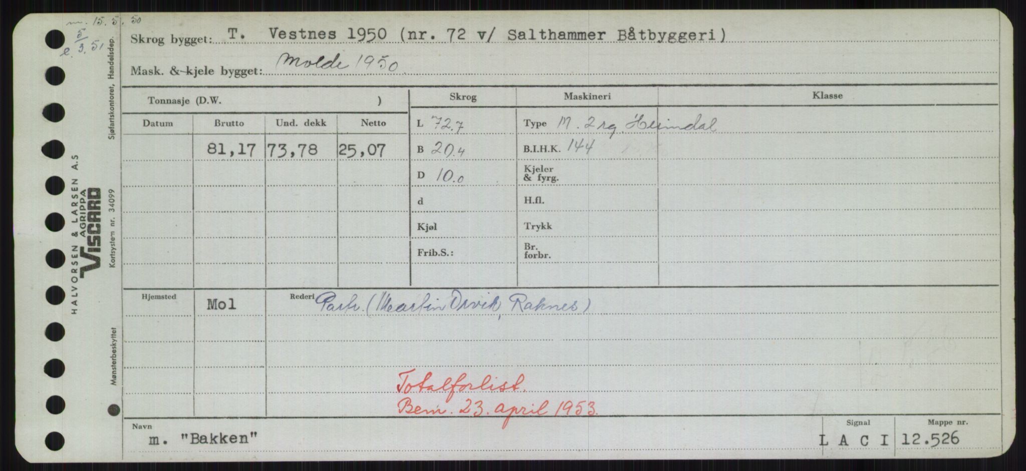 Sjøfartsdirektoratet med forløpere, Skipsmålingen, AV/RA-S-1627/H/Hd/L0003: Fartøy, B-Bev, p. 63