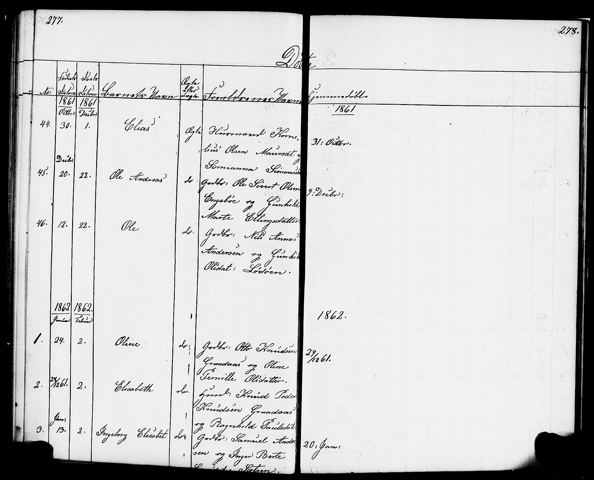 Hornindal sokneprestembete, SAB/A-82401/H/Haa/Haaa/L0001: Parish register (official) no. A 1, 1837-1866, p. 278-279