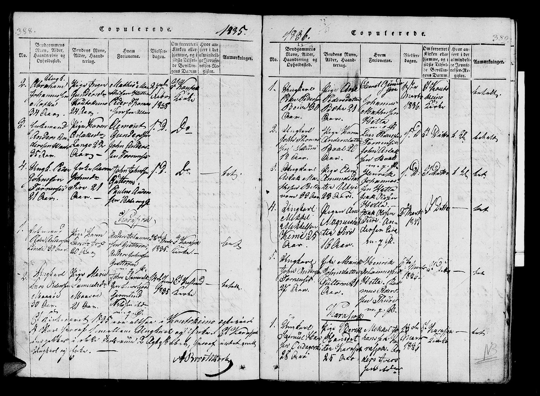 Kistrand/Porsanger sokneprestembete, SATØ/S-1351/H/Ha/L0010.kirke: Parish register (official) no. 10, 1821-1842, p. 388-389